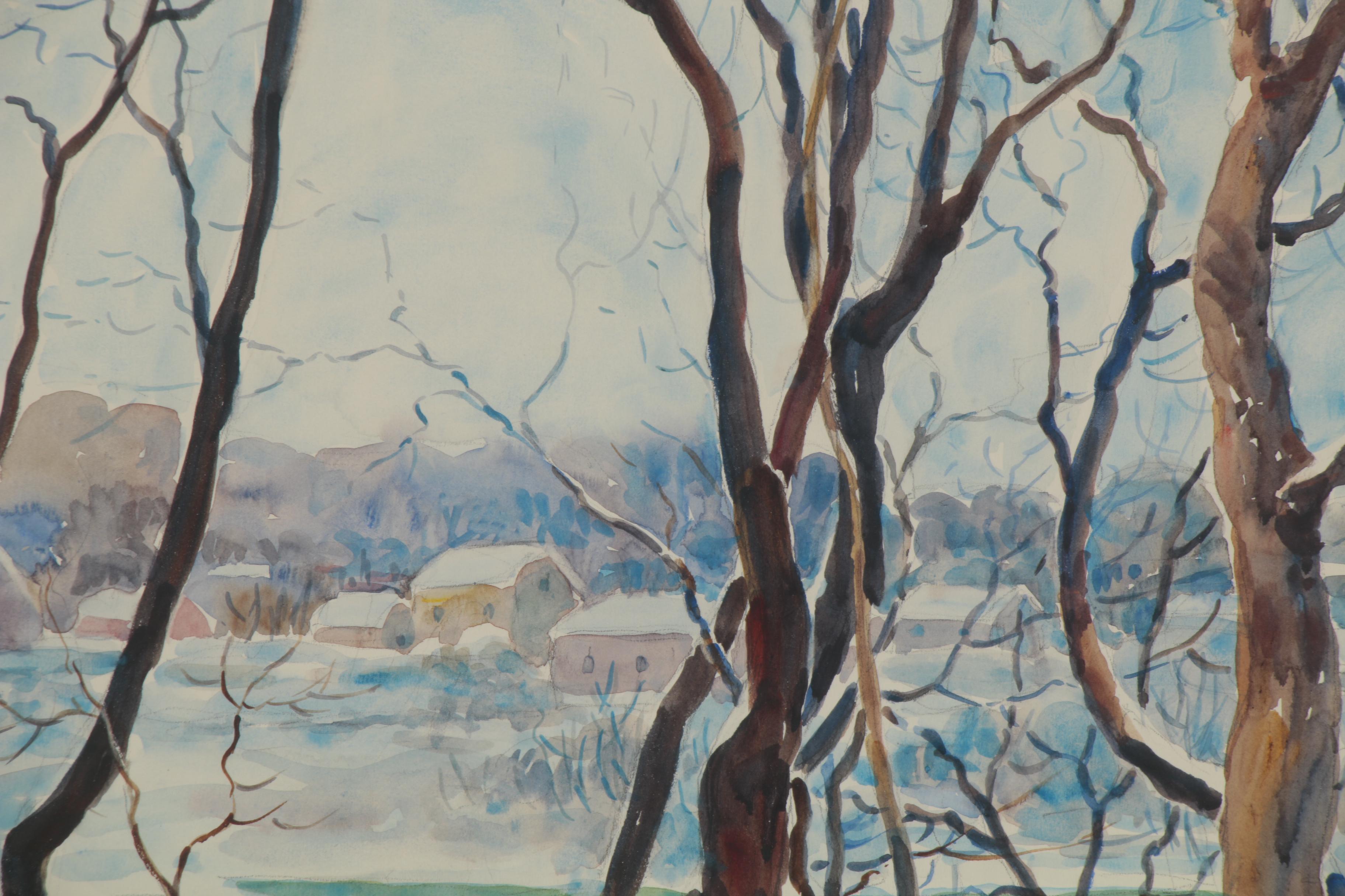 Agnes Prizer Fay Landscape Watercolor Painting "Little Miami, Winter"