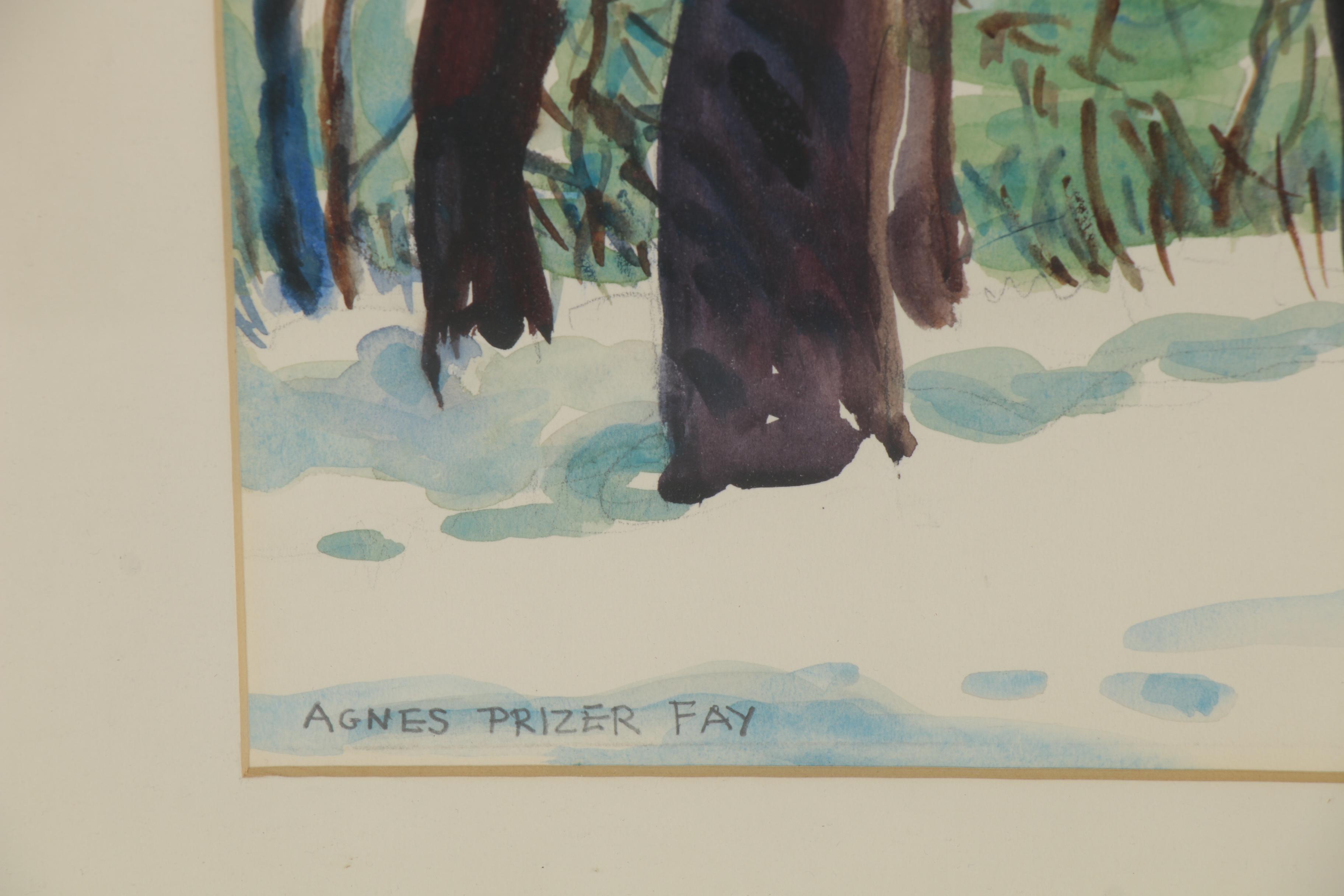 Agnes Prizer Fay Landscape Watercolor Painting "Little Miami, Winter"