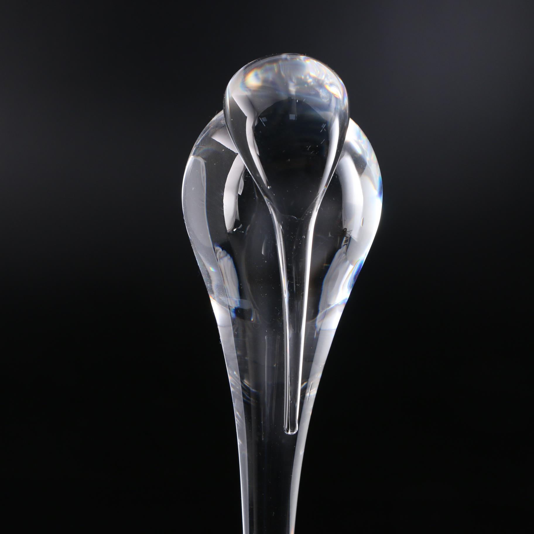 Steuben Art Glass Stork Figurine Designed by Paul Schulze, 1986