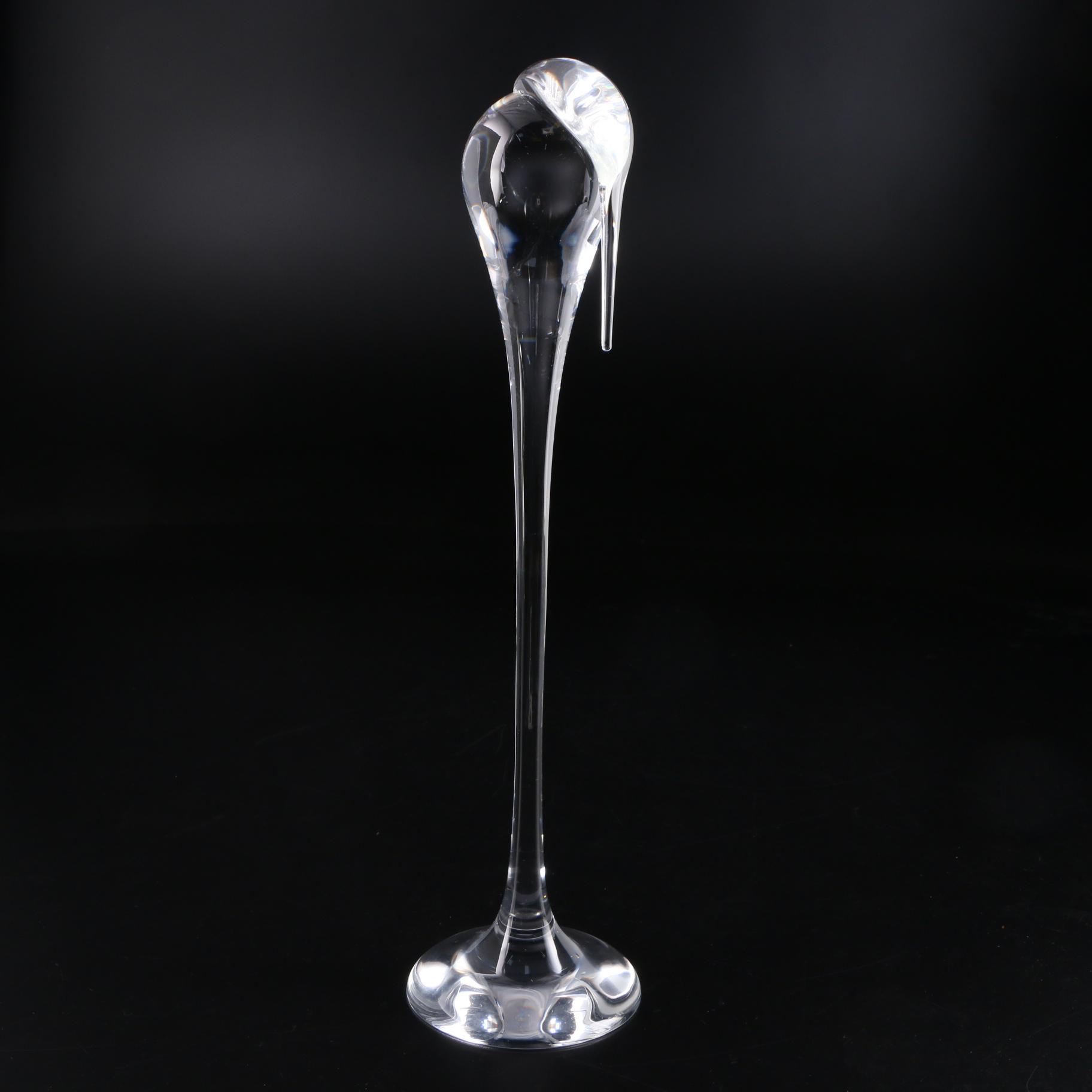 Steuben Art Glass Stork Figurine Designed by Paul Schulze, 1986
