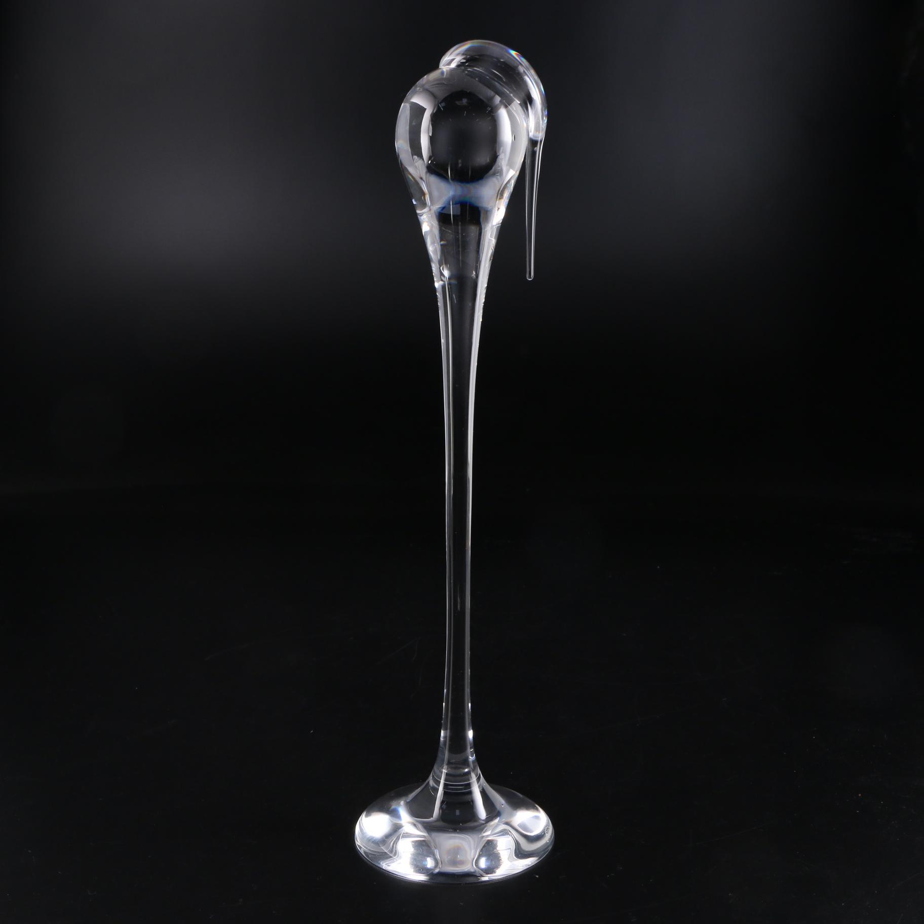 Steuben Art Glass Stork Figurine Designed by Paul Schulze, 1986