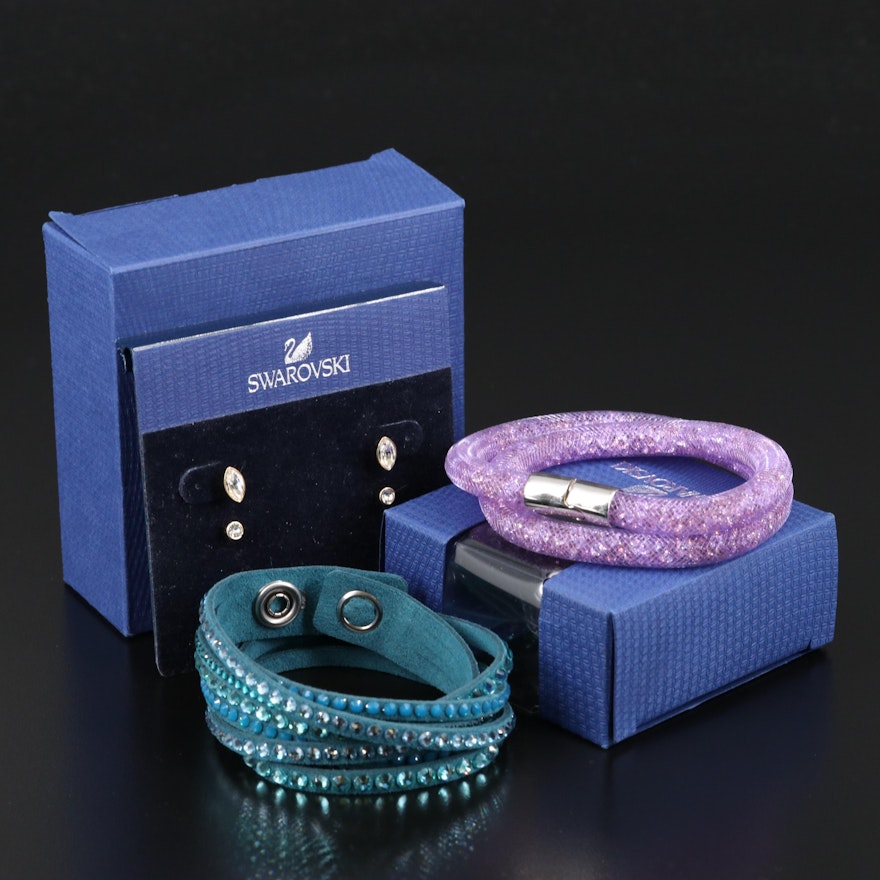 Swarovski Crystal Including "Stardust" and "Suede" Wrap Bracelets