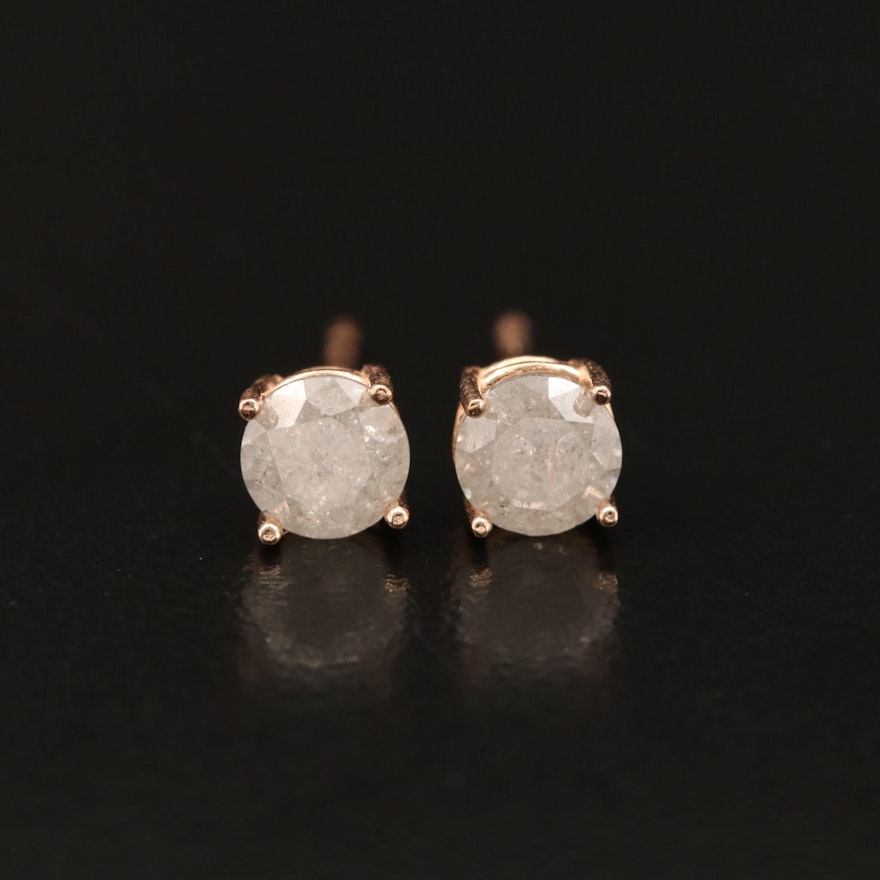 14K Rose Gold 0.78 CTW Diamond Stud Earrings