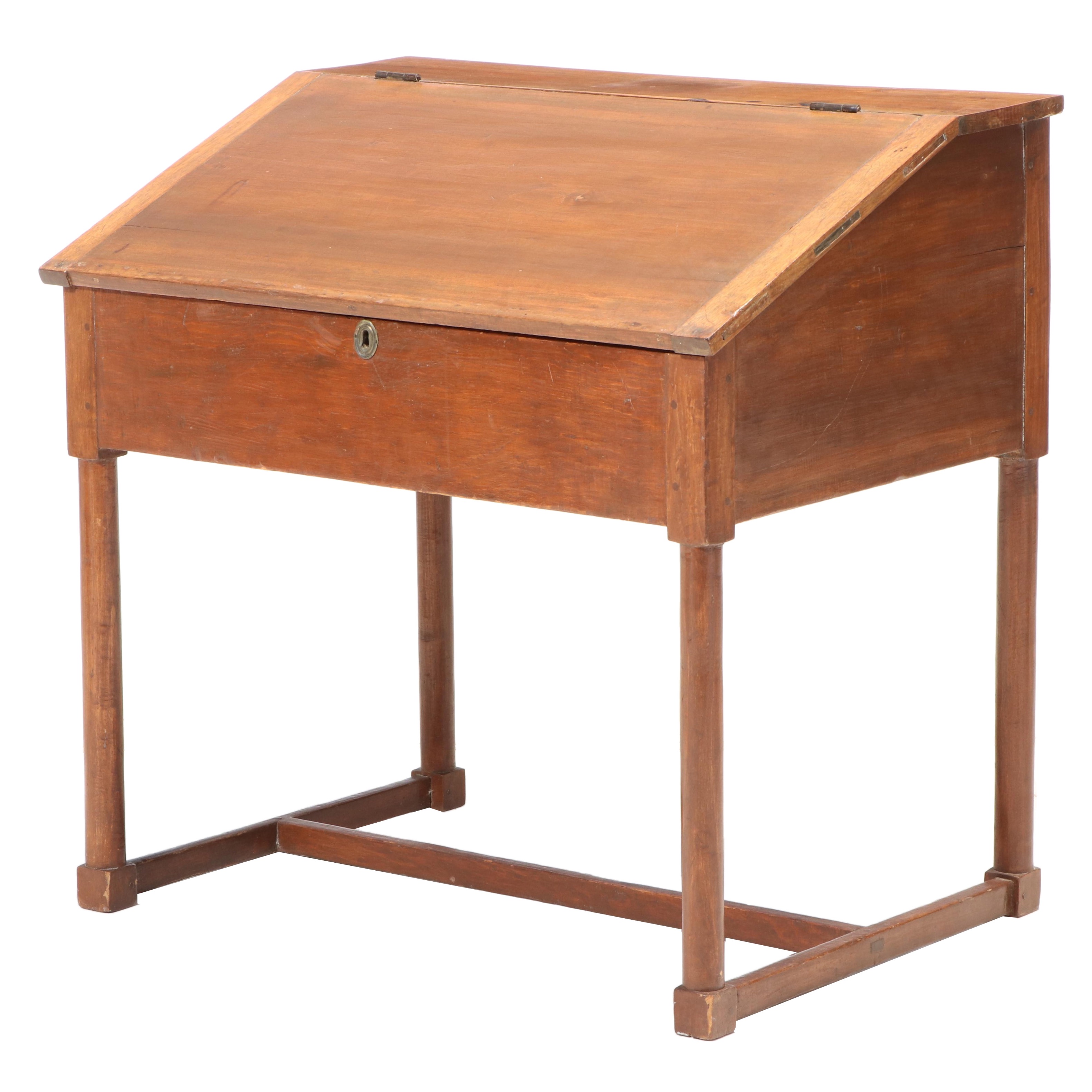 American Primitive Walnut Schoolmaster's Desk, 19th Century
