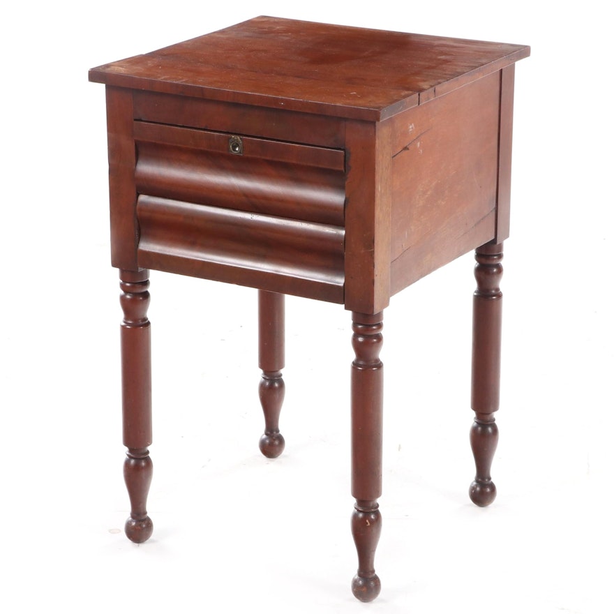 American Empire Mahogany and Cherrywood Two-Drawer Side Table, Mid-19th Century