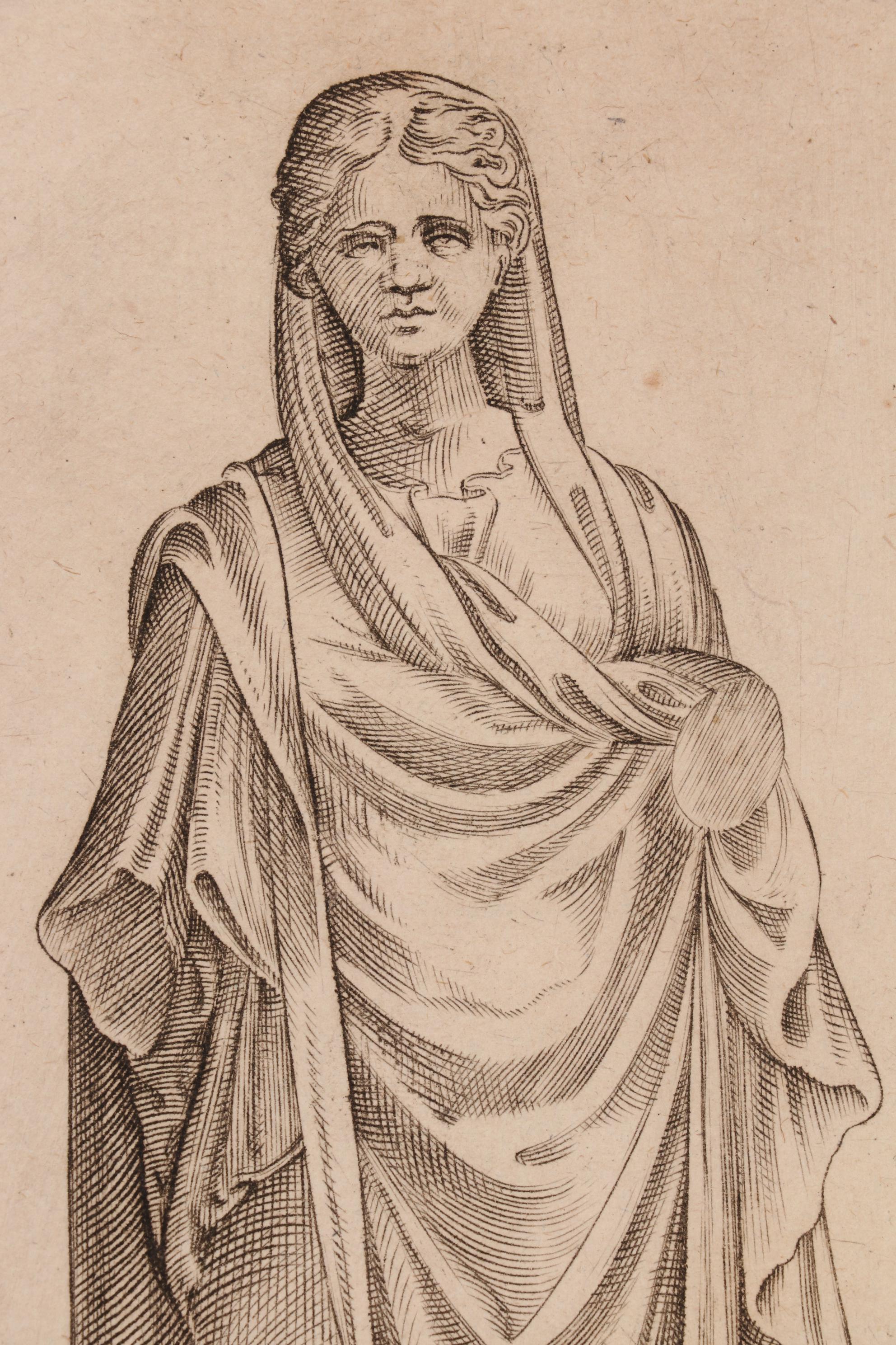 Girolamo Porro Restrike Engravings of Statues in Rome, 18th Century