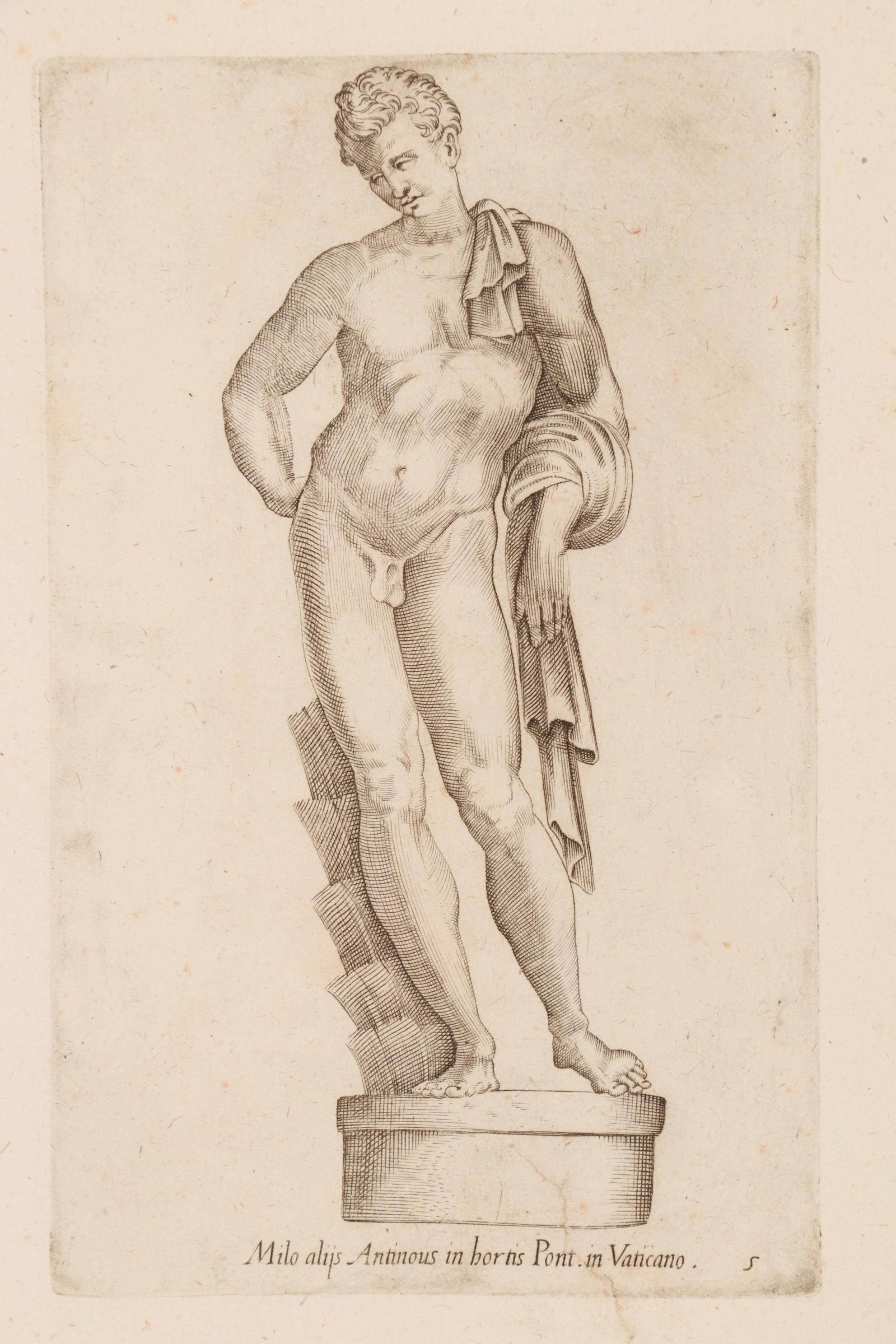 Girolamo Porro Restrike Engravings of Statues in Rome, 18th Century