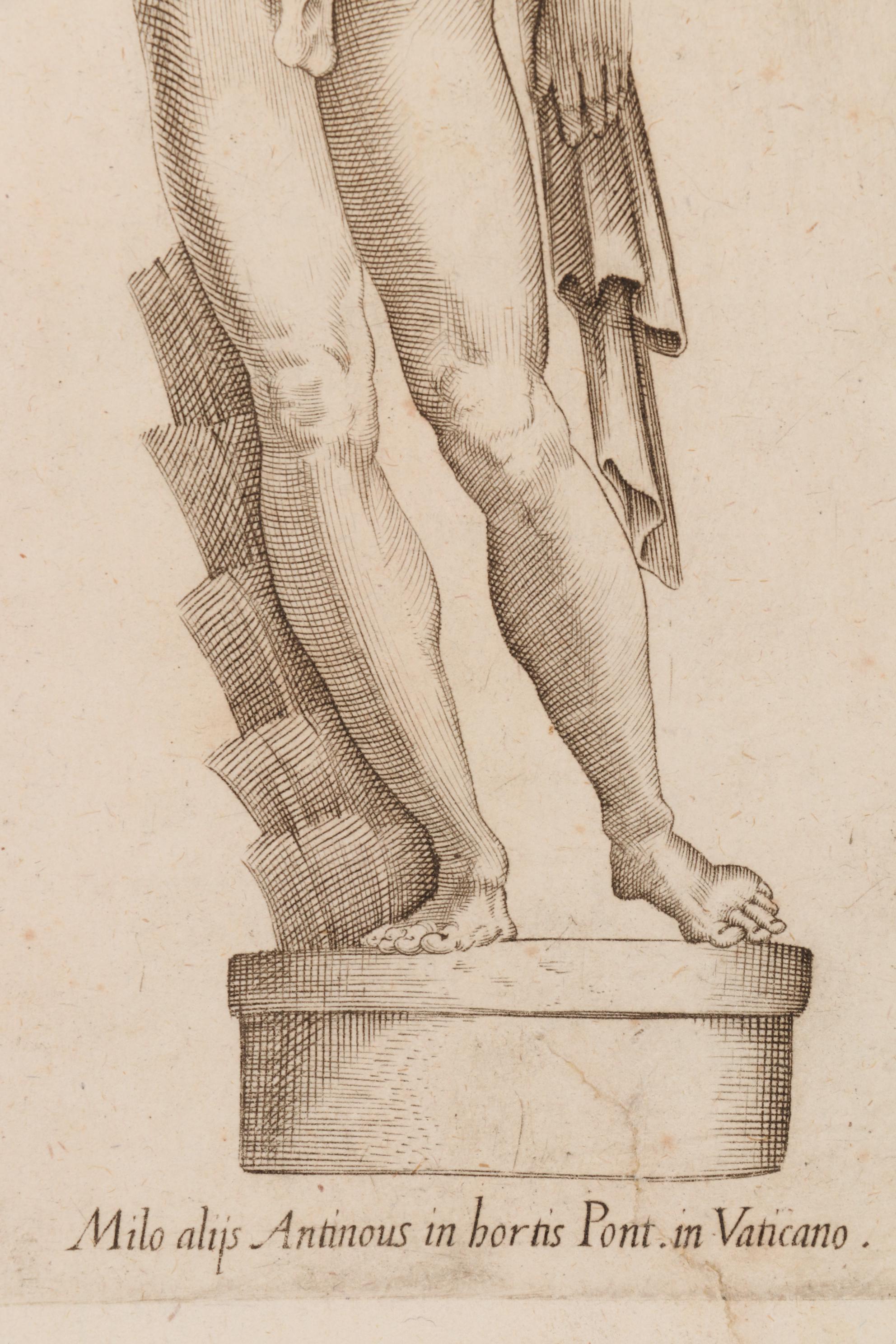 Girolamo Porro Restrike Engravings of Statues in Rome, 18th Century