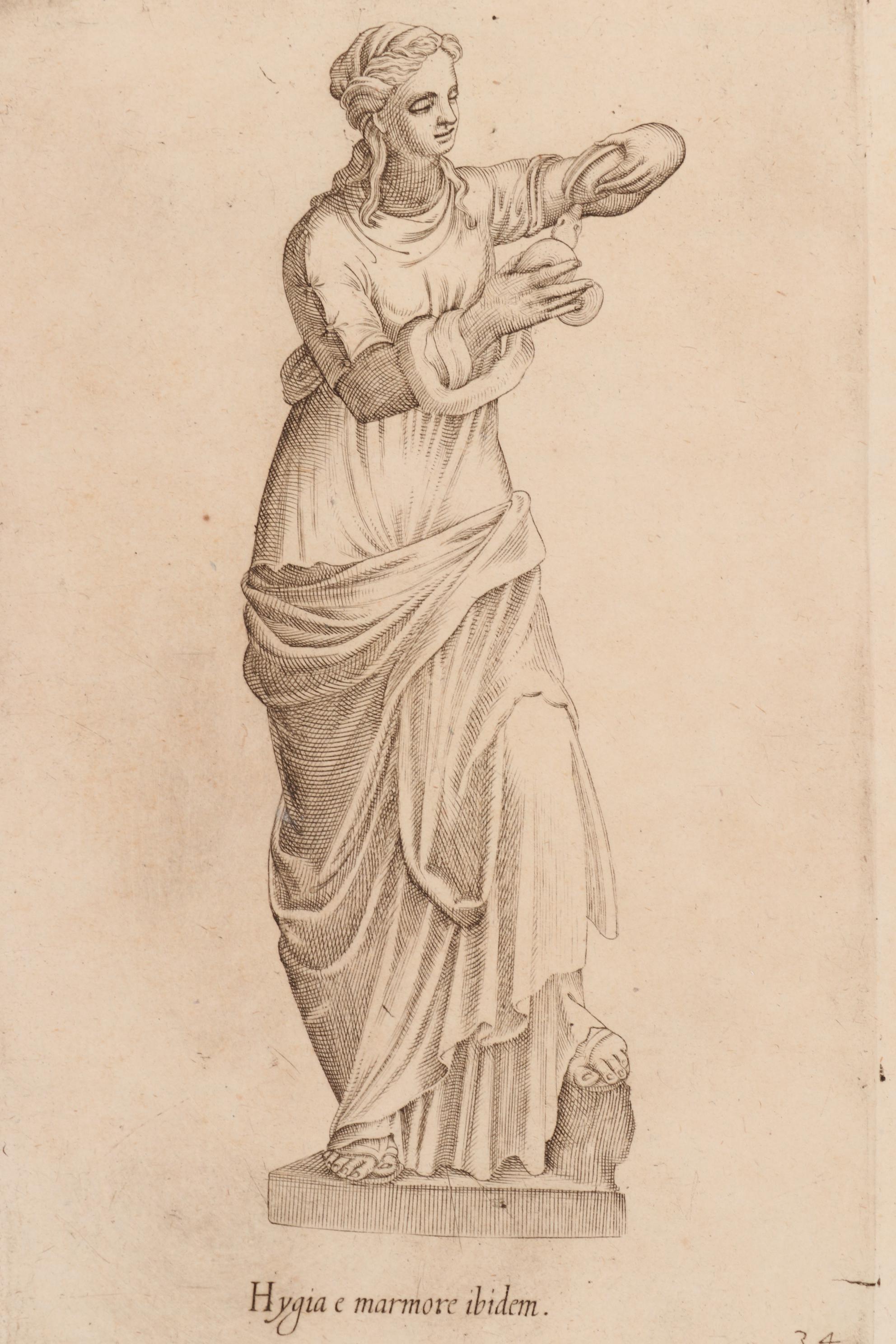 Girolamo Porro Restrike Engravings of Statues in Rome, 18th Century