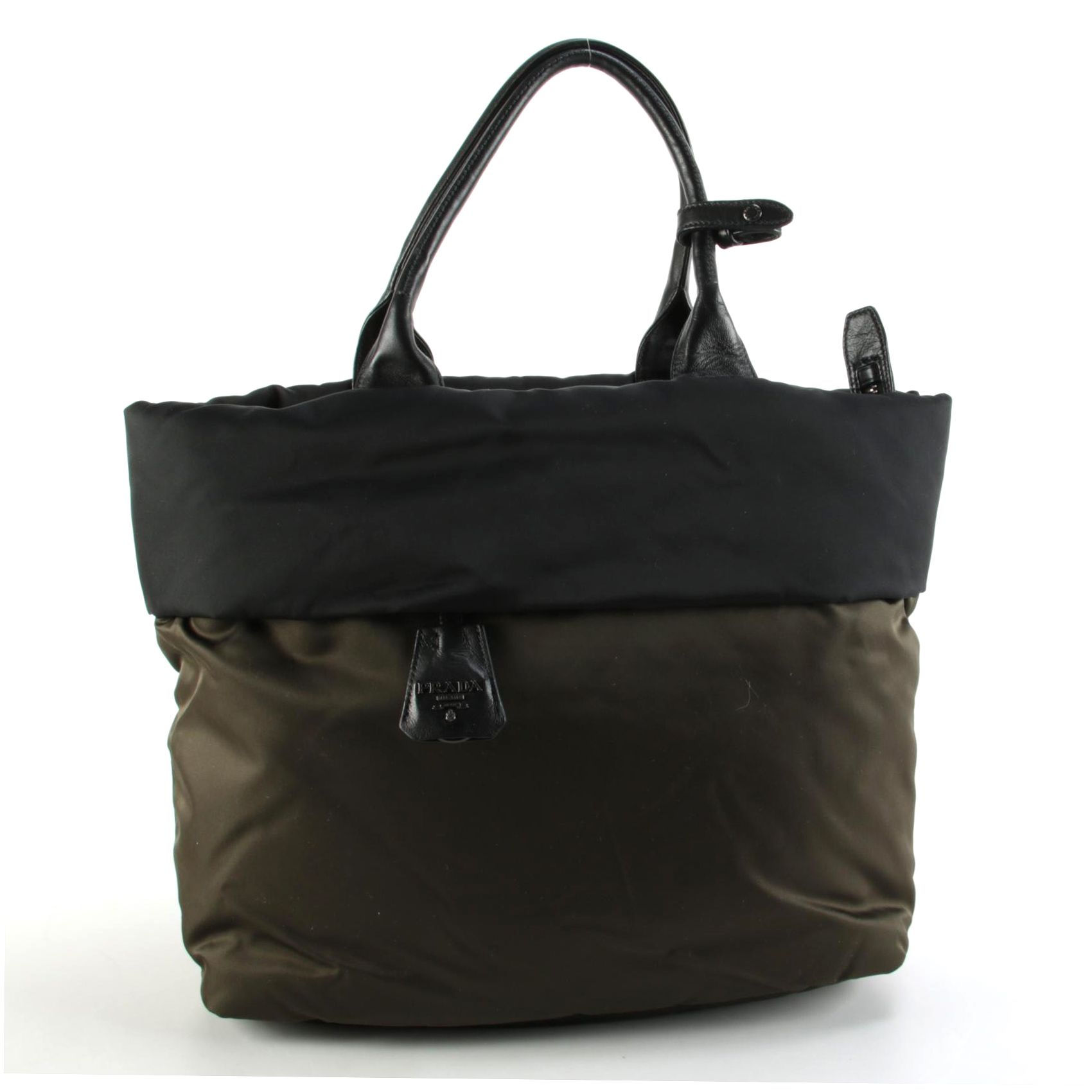 Prada Tessuto Olive and Black Reversible Tote Bag