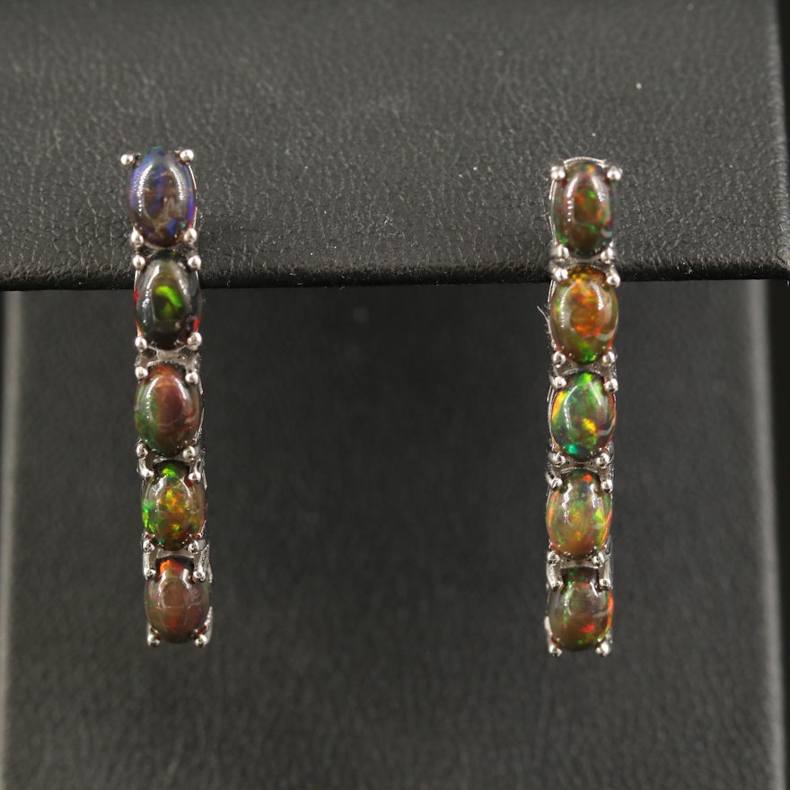 Sterling Silver Opal Drop Earrings