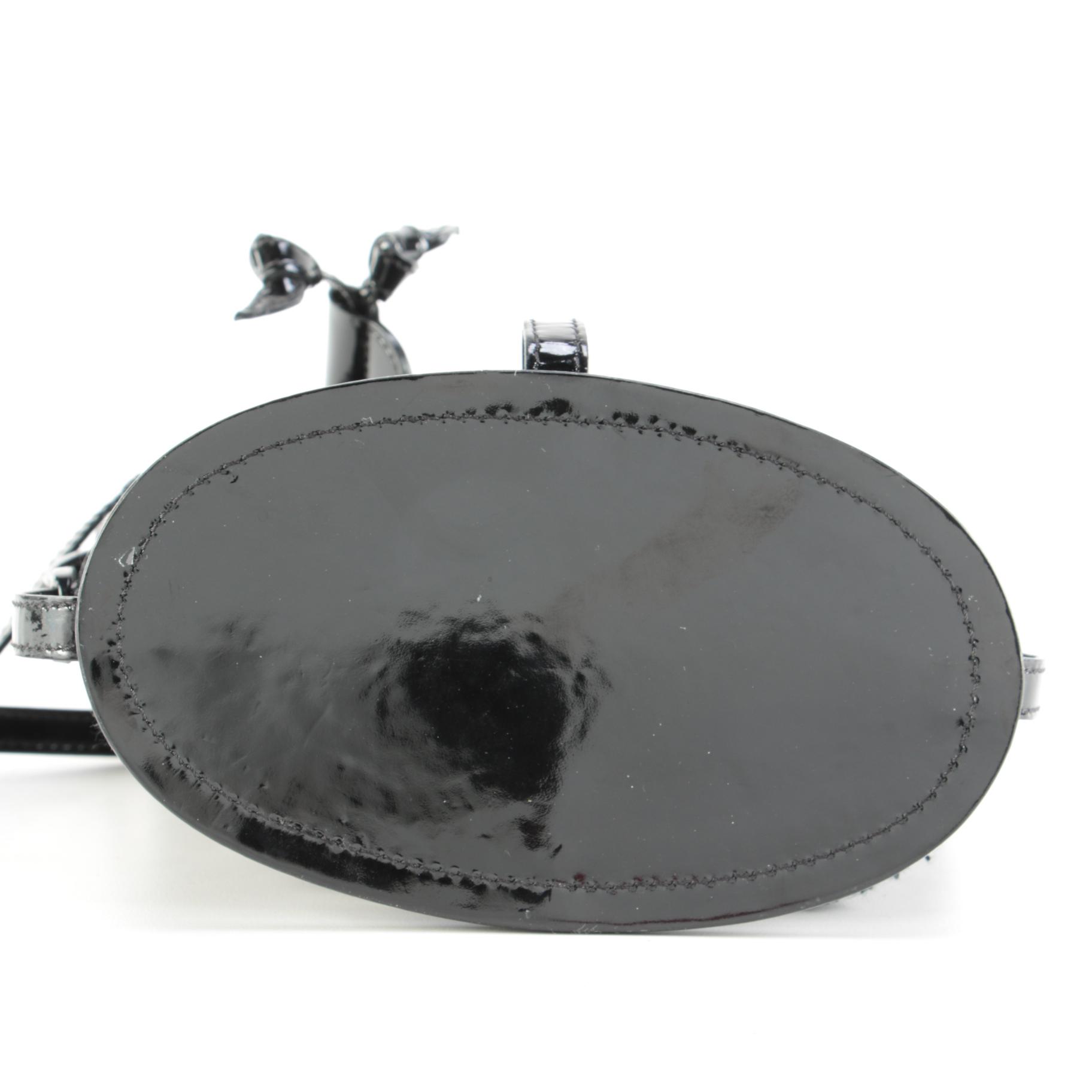 Salvatore Ferragamo Black/Magenta Terry Cloth Cage Bucket Bag