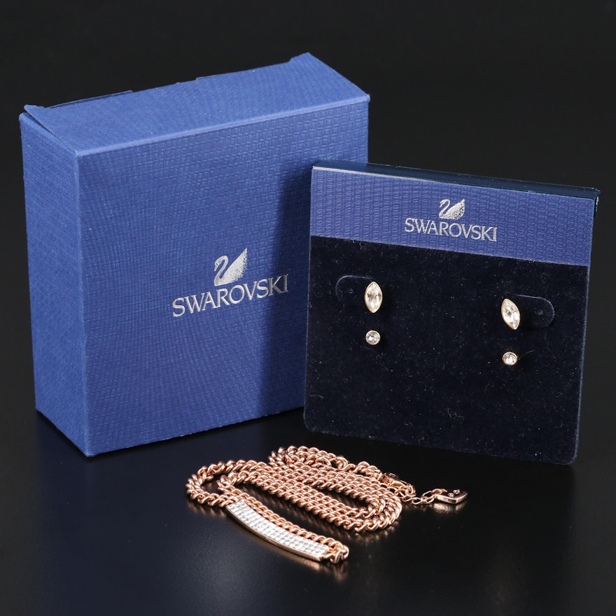 Swarovski Crystal "Vio" Pavé Necklace and "Harley" Earring Set