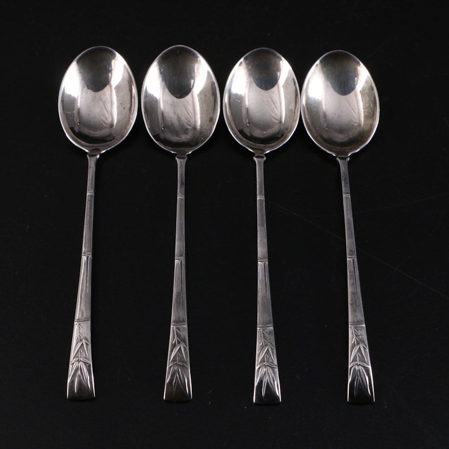 800 Silver Bamboo Motif Demitasse Spoons with Presentation Box