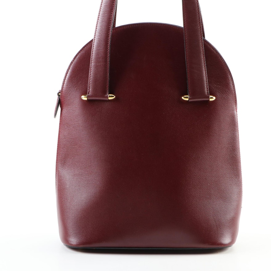 Cartier Dome Burgundy Textured Leather Top Handle Bag
