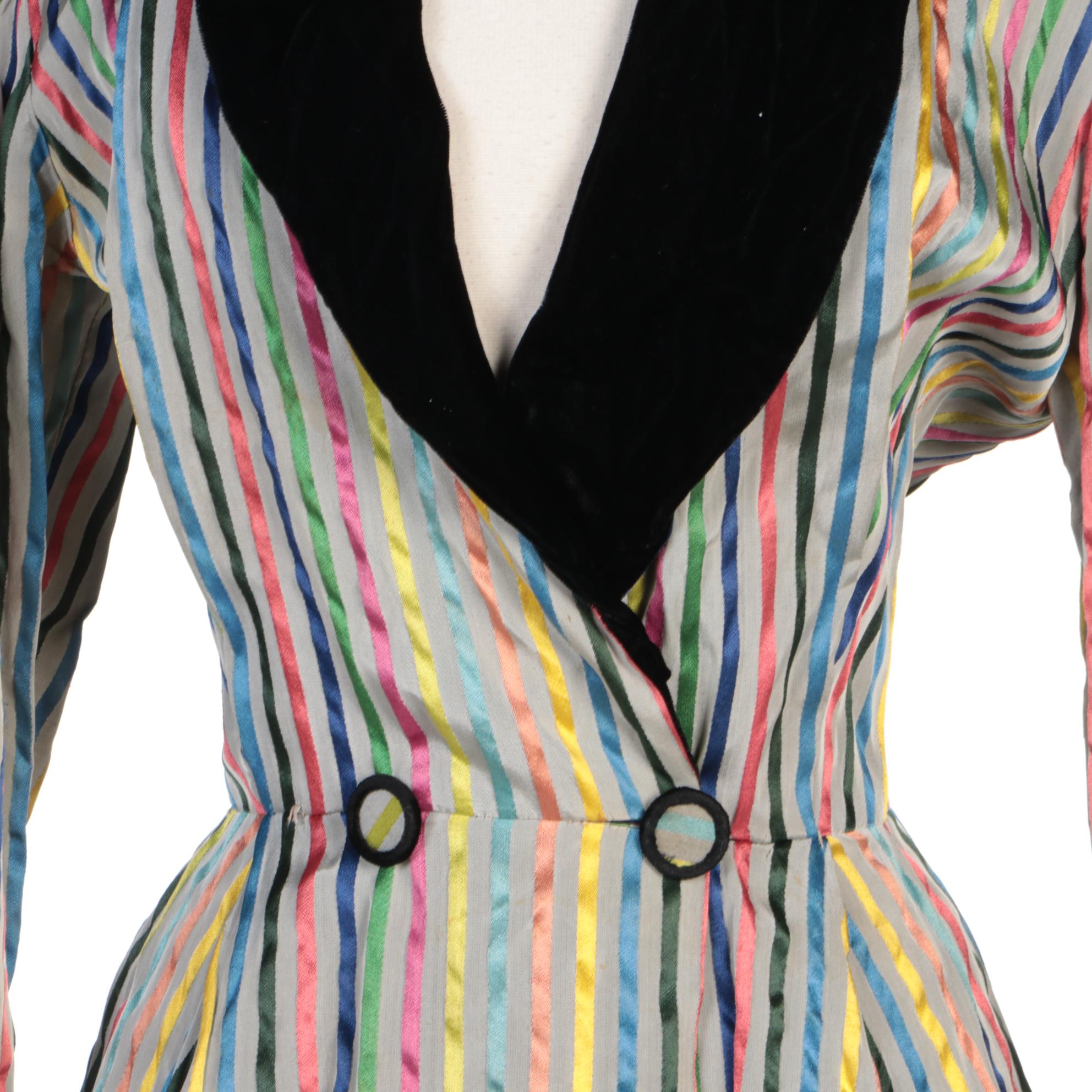 Styled by Dorian Striped Dressing Gown with Black Velvet Lapel