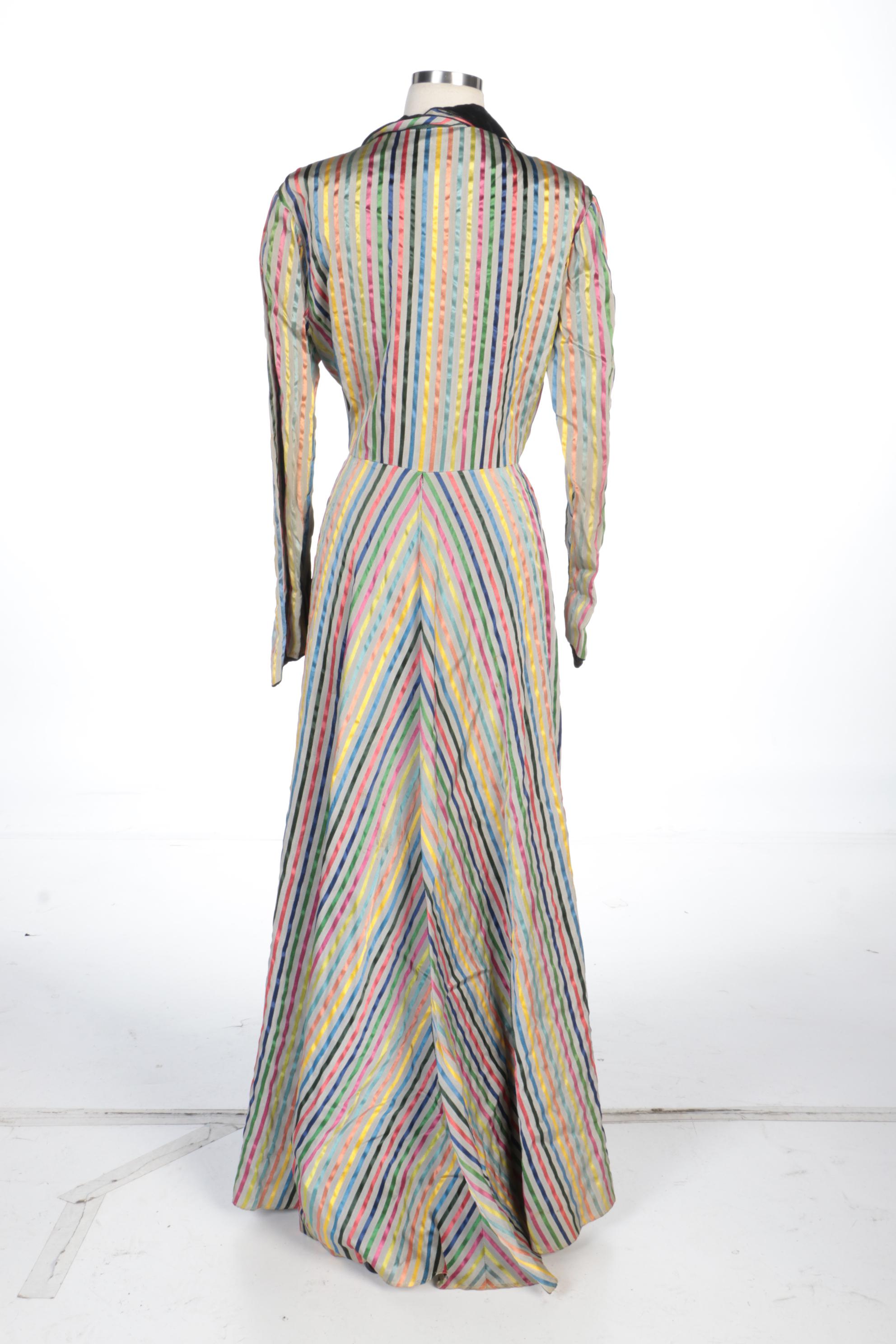 Styled by Dorian Striped Dressing Gown with Black Velvet Lapel