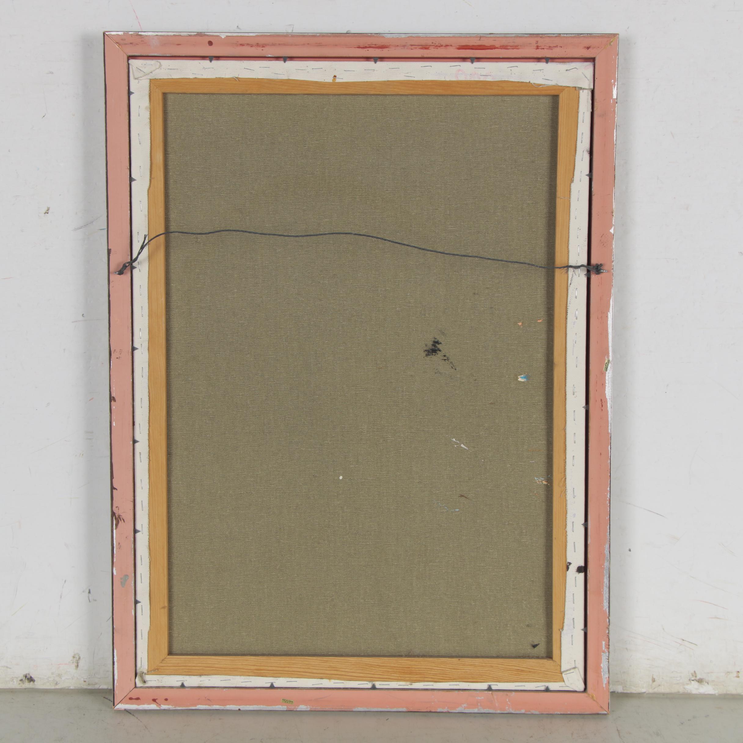 Nelusco Sarti Italian Street Scene Acrylic Painting, Late 20th Century