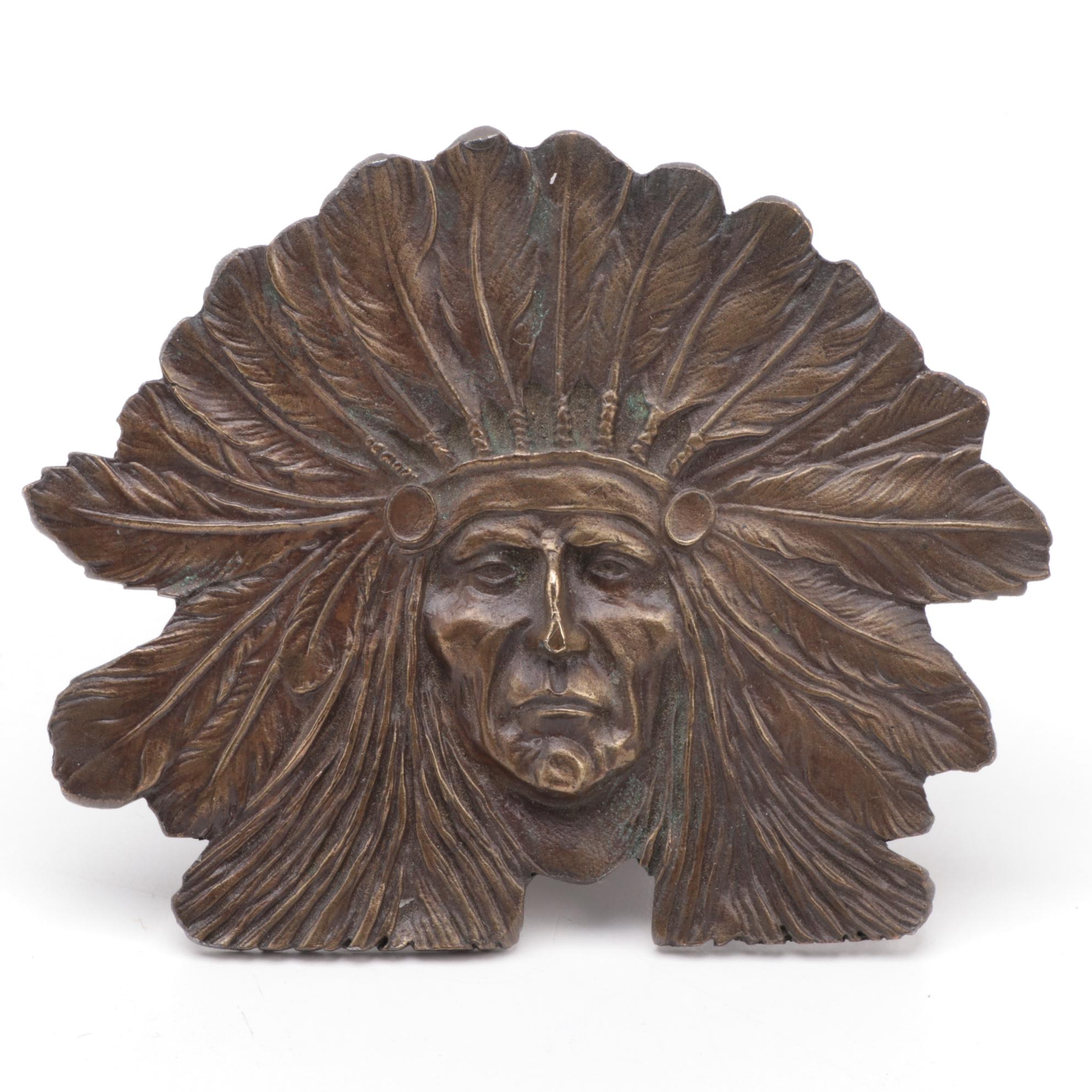 Bergamot Brass Works Cast Metal Native American Motif Belt Buckle