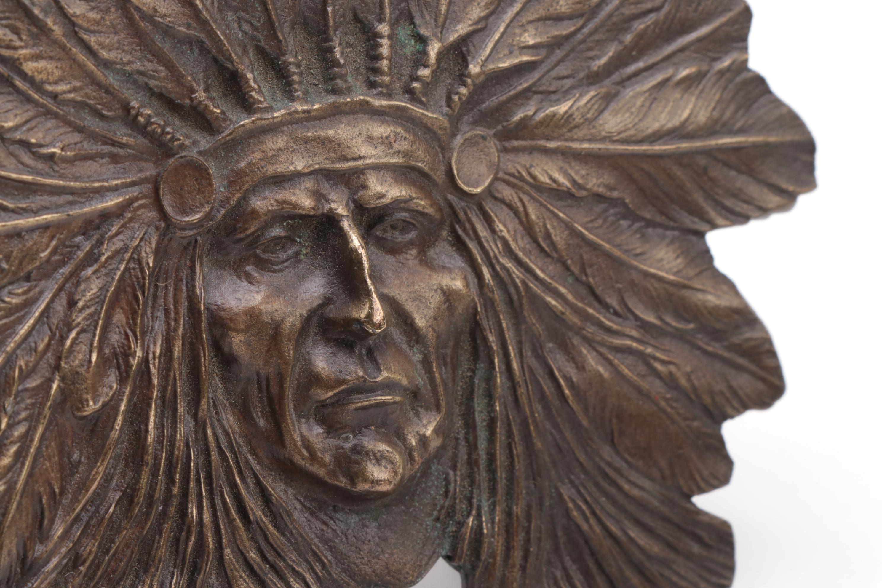 Bergamot Brass Works Cast Metal Native American Motif Belt Buckle