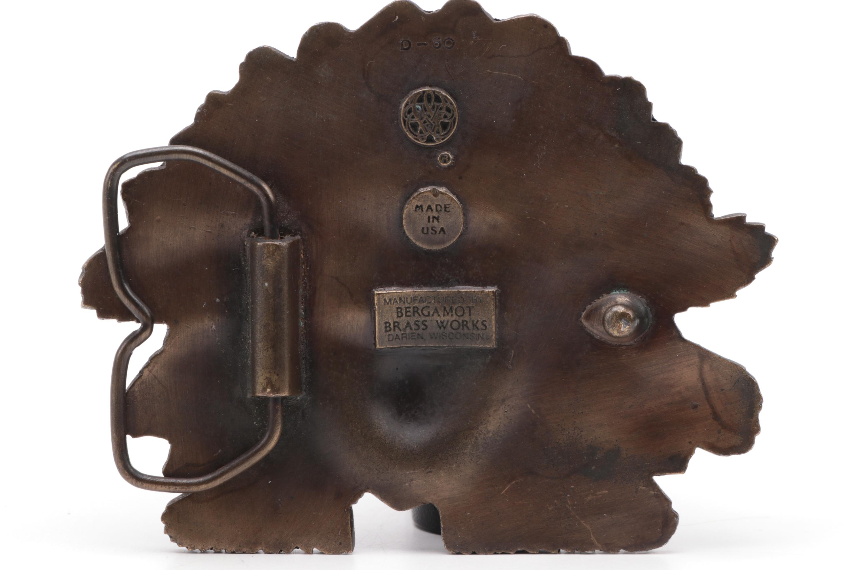 Bergamot Brass Works Cast Metal Native American Motif Belt Buckle