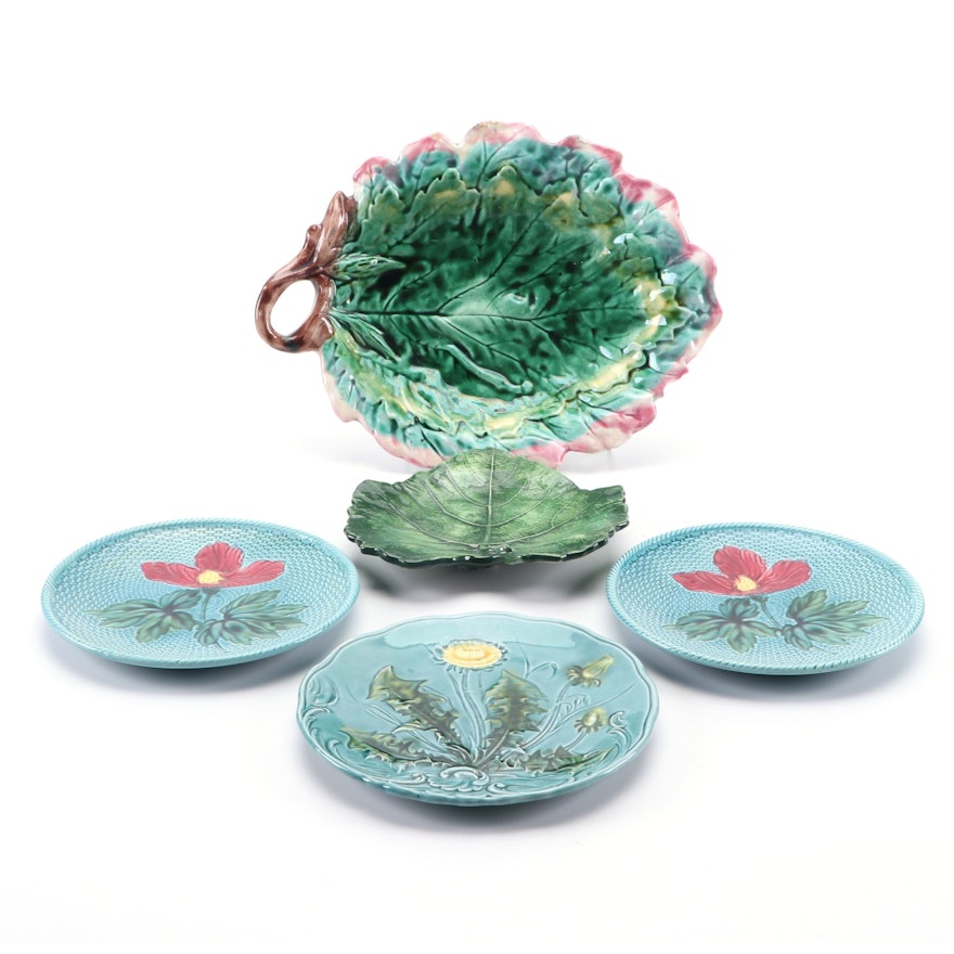 Griffin Hill Smith & Co. Majolica Leaf Plate and Other Majolica Plates