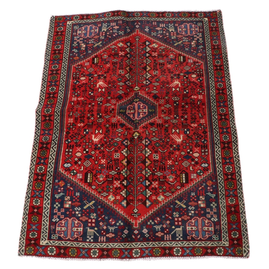 3'4 x 4'9 Hand-Knotted Persian Qashqai Wool Area Rug