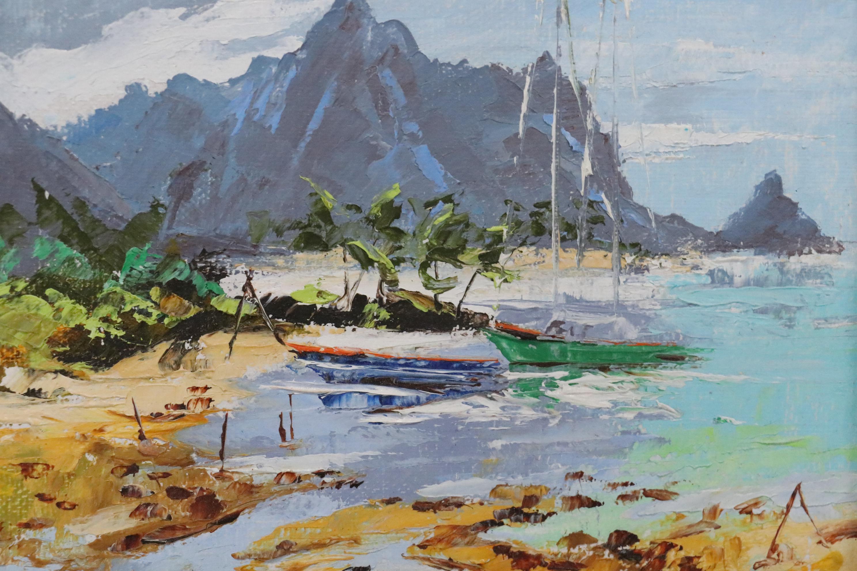 Niki Snyder Oil Painting of Abstract Costal Scene, 1986