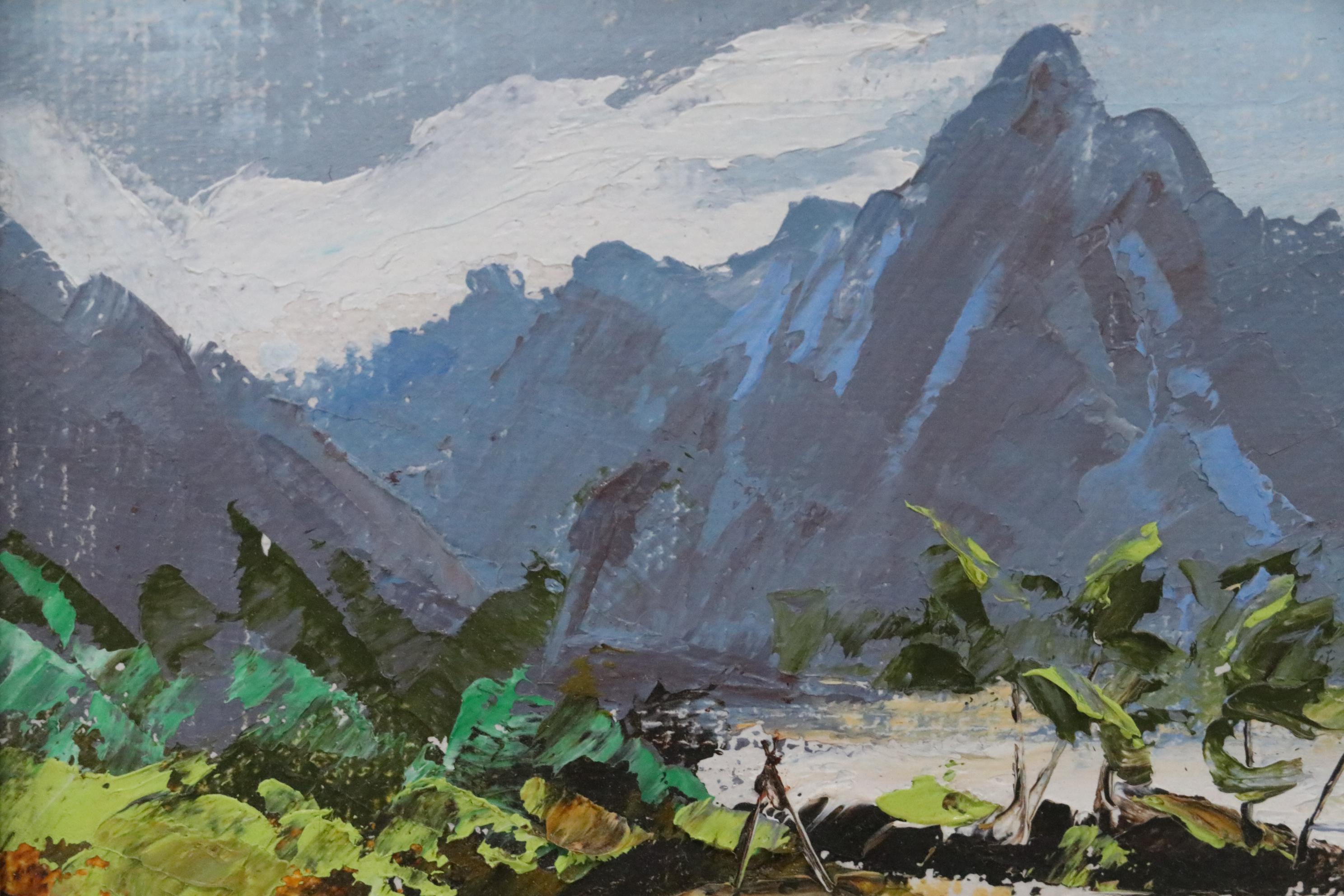 Niki Snyder Oil Painting of Abstract Costal Scene, 1986