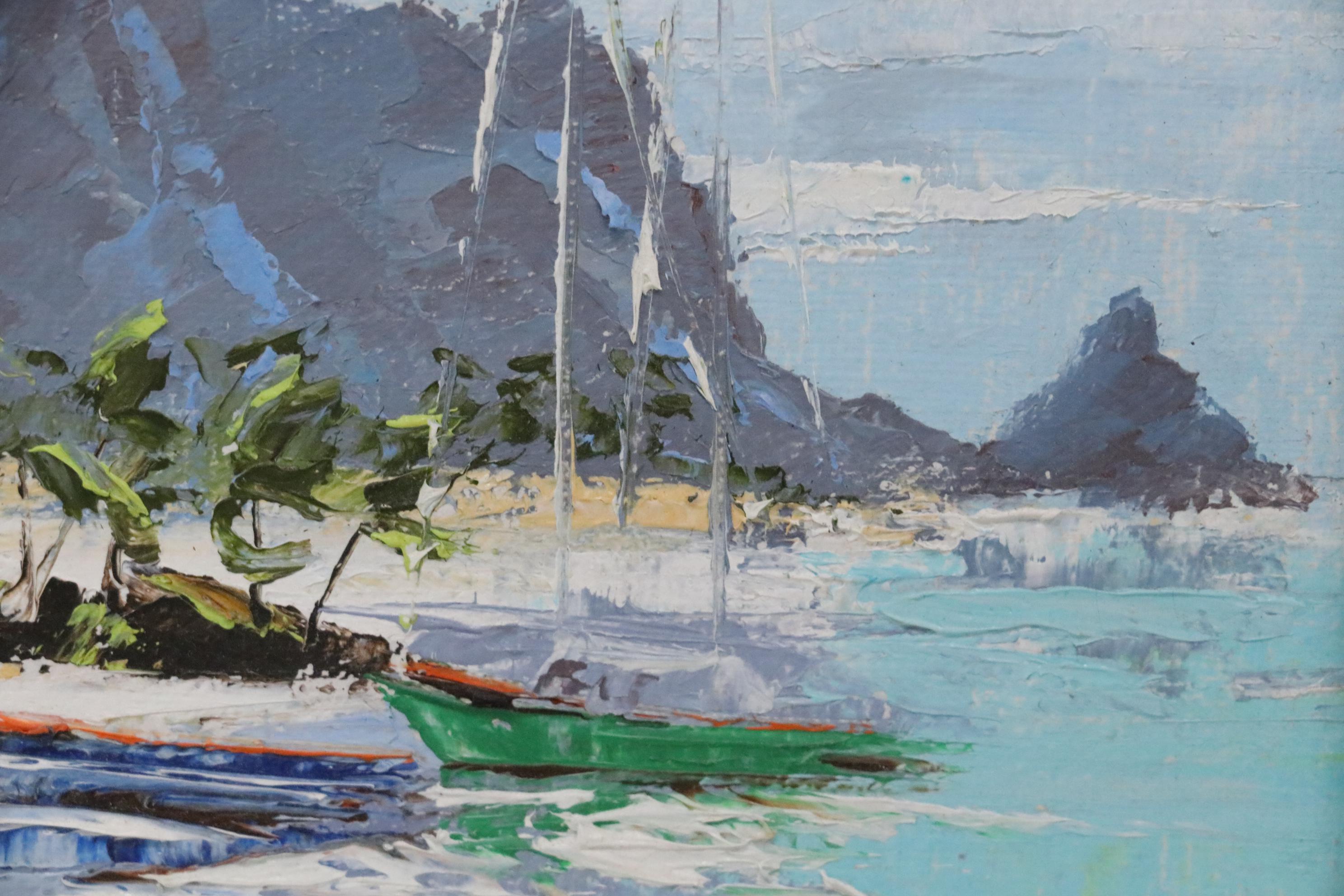 Niki Snyder Oil Painting of Abstract Costal Scene, 1986