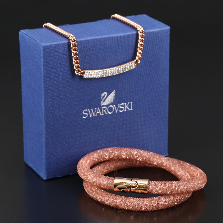 Swarovski Crystal "Stardust" Wrap Bracelet and "Vio" Pavé Necklace