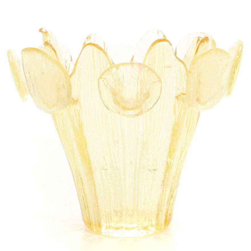 Brutalist Textured Glass Vase, Mid-20th Century