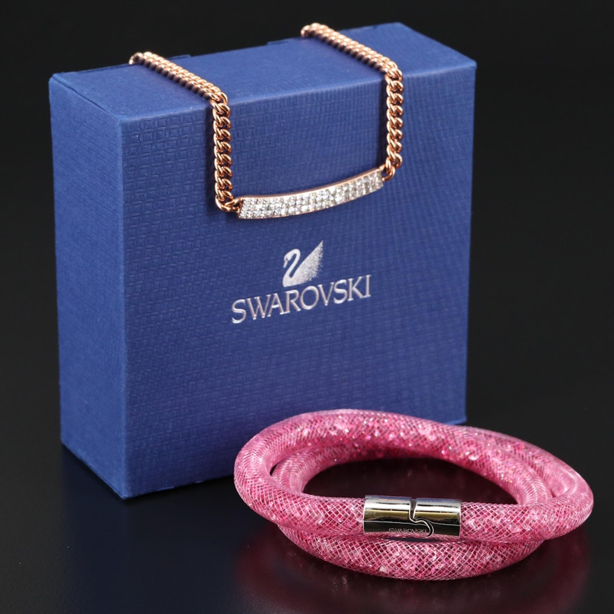 Swarovski Crystal "Stardust" Wrap Bracelet and "Vio" Pavé Necklace