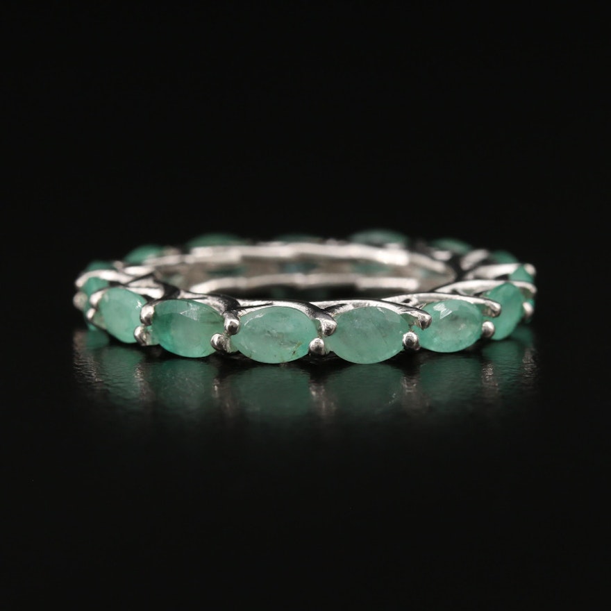 Sterling Silver Emerald Eternity Band