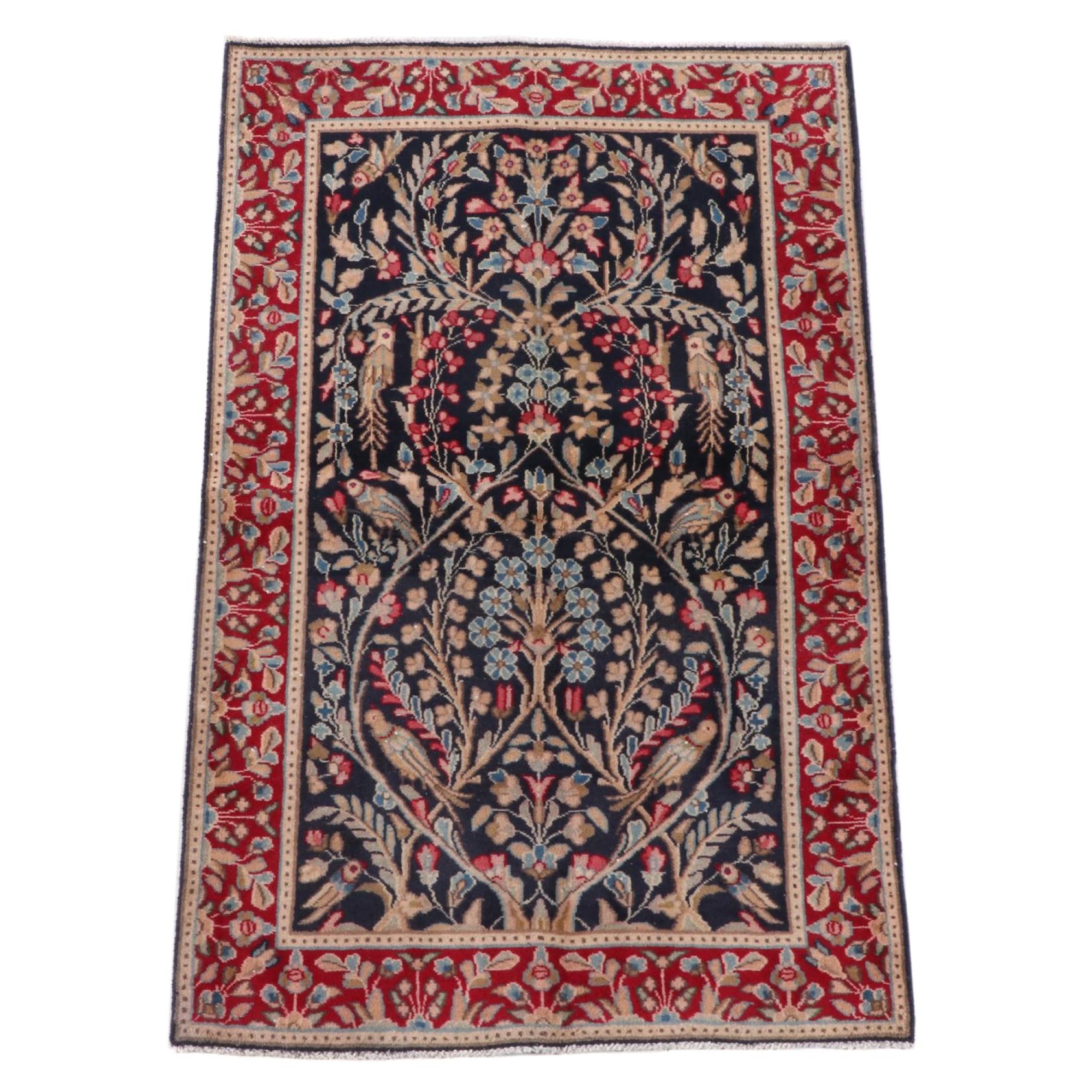 2'11 x 4'11 Hand-Knotted Persian Tabriz "Tree of Life" Wool Rug