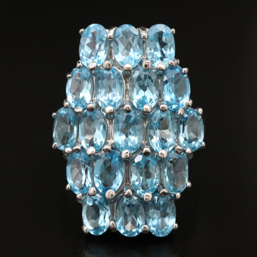 Sterling Topaz Cluster Ring