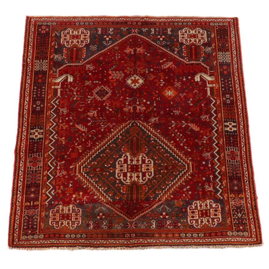 5'3 x 5'10 Hand-Knotted Persian Qashqai Wool Area Rug
