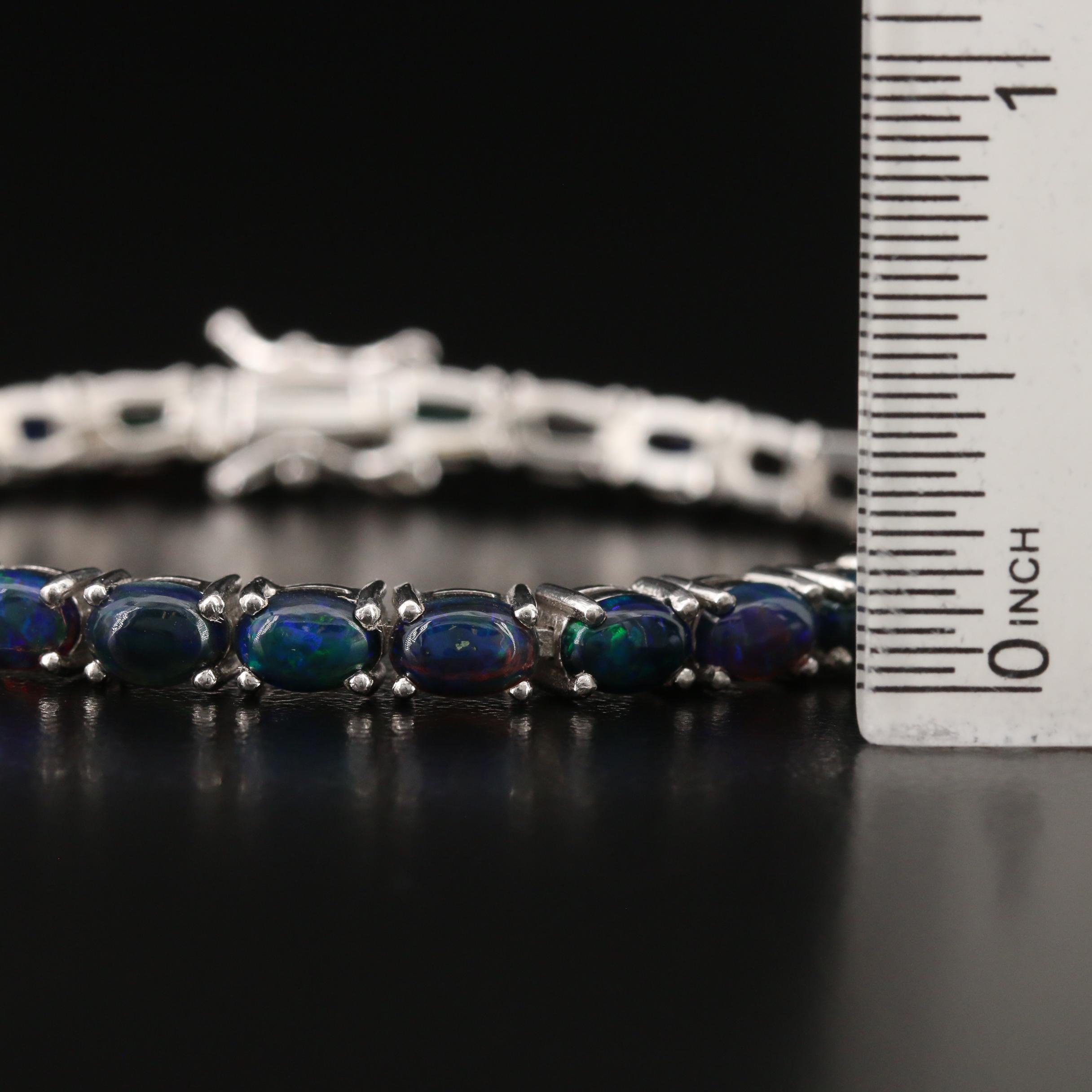 Sterling Silver Opal Link Bracelet