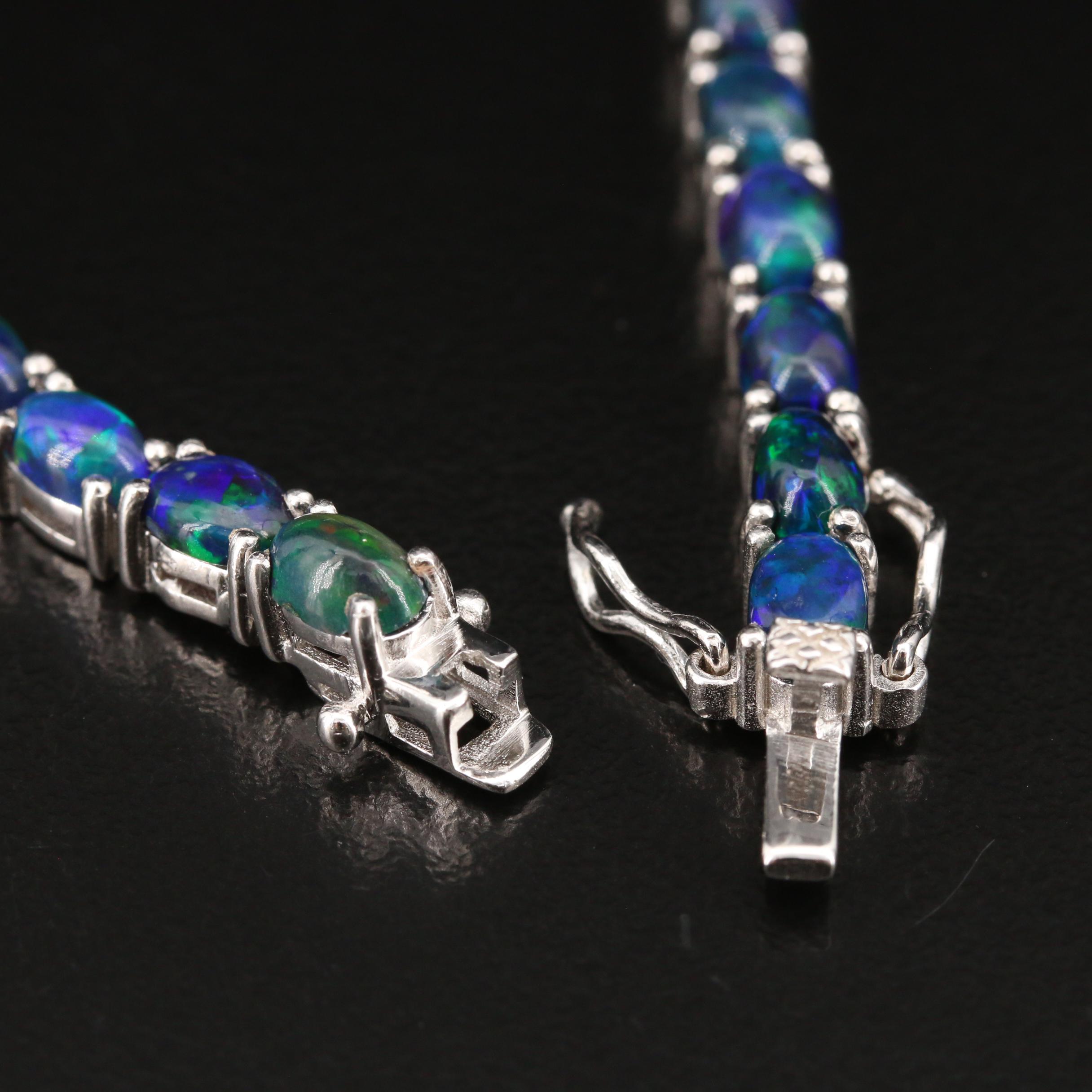 Sterling Silver Opal Link Bracelet