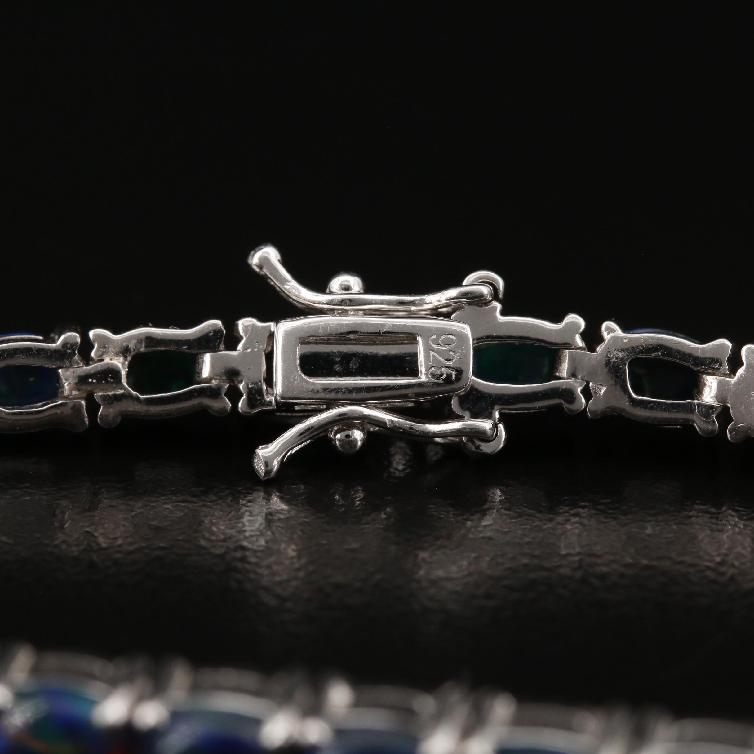 Sterling Silver Opal Link Bracelet