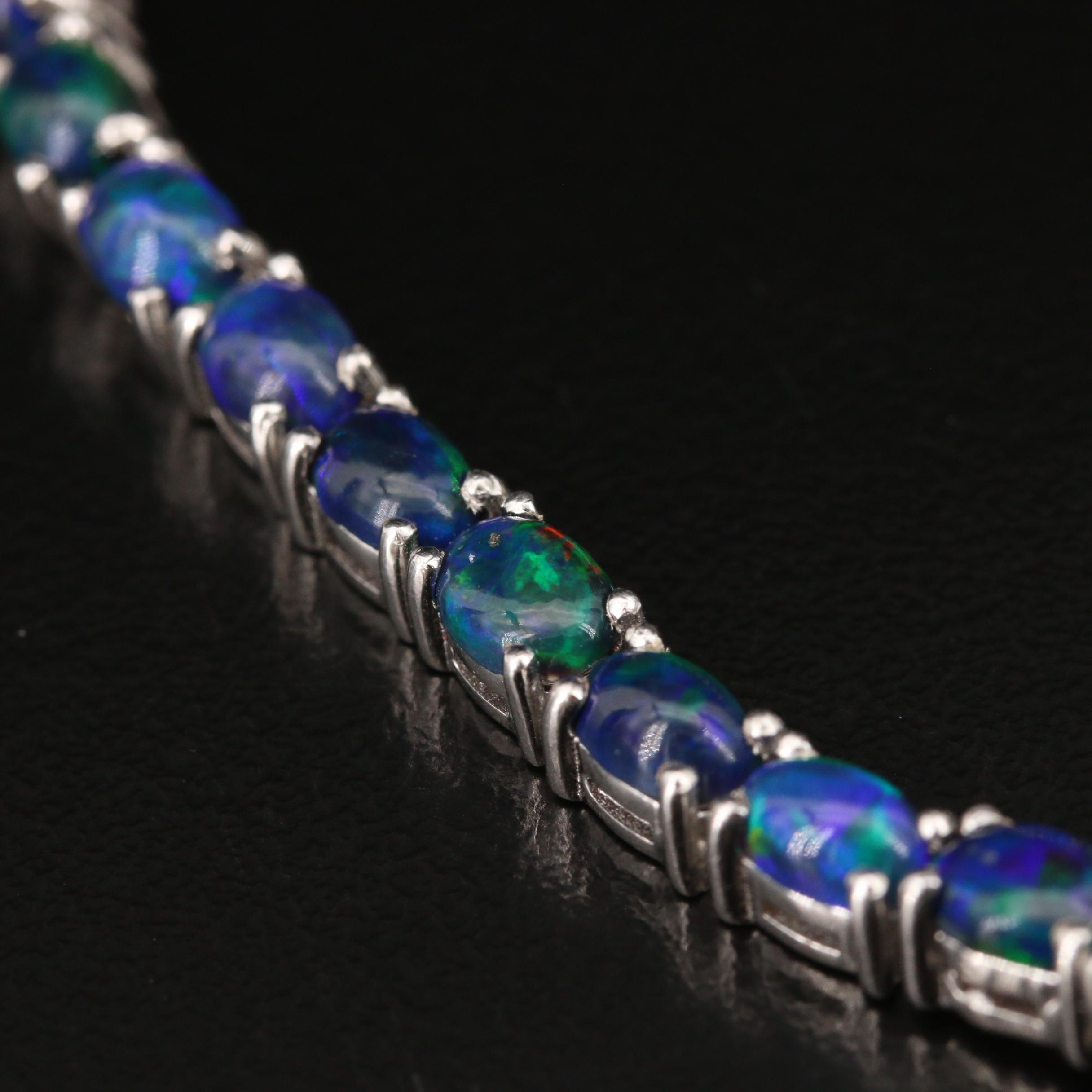 Sterling Silver Opal Link Bracelet