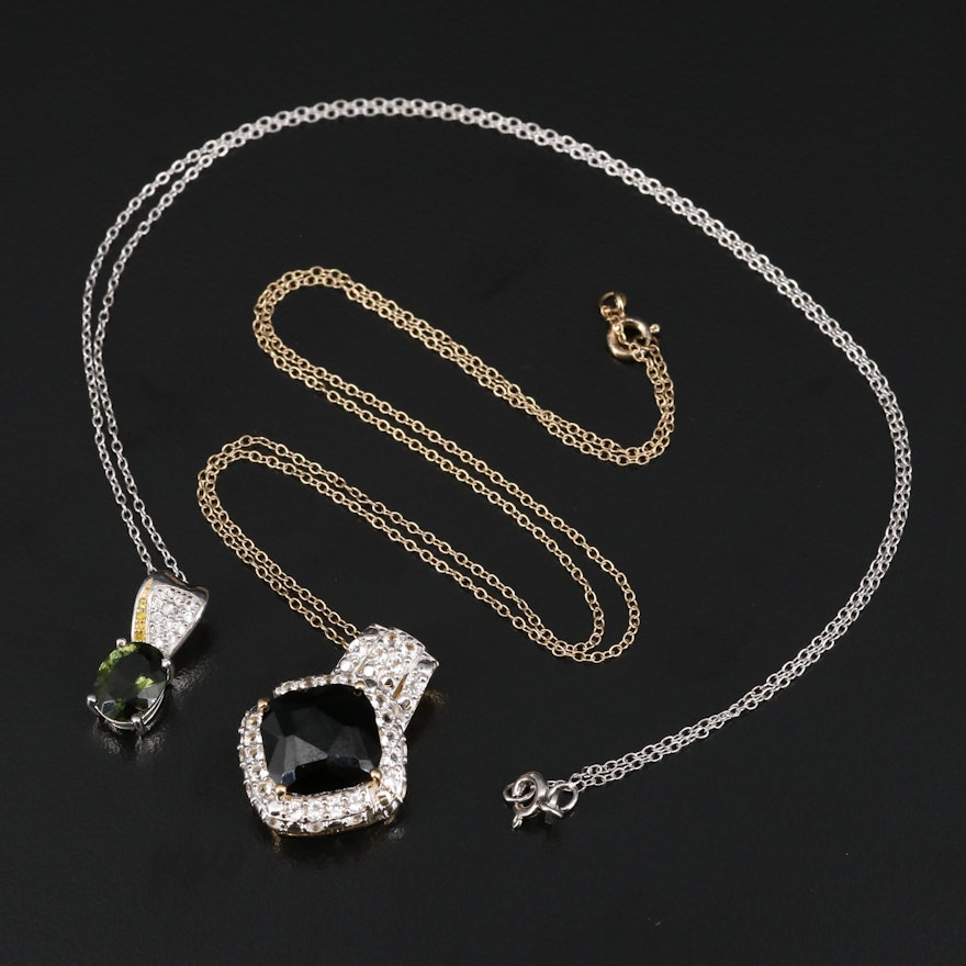 Sterling Necklaces Featuring Spinel, Topaz and Moldavite Necklaces