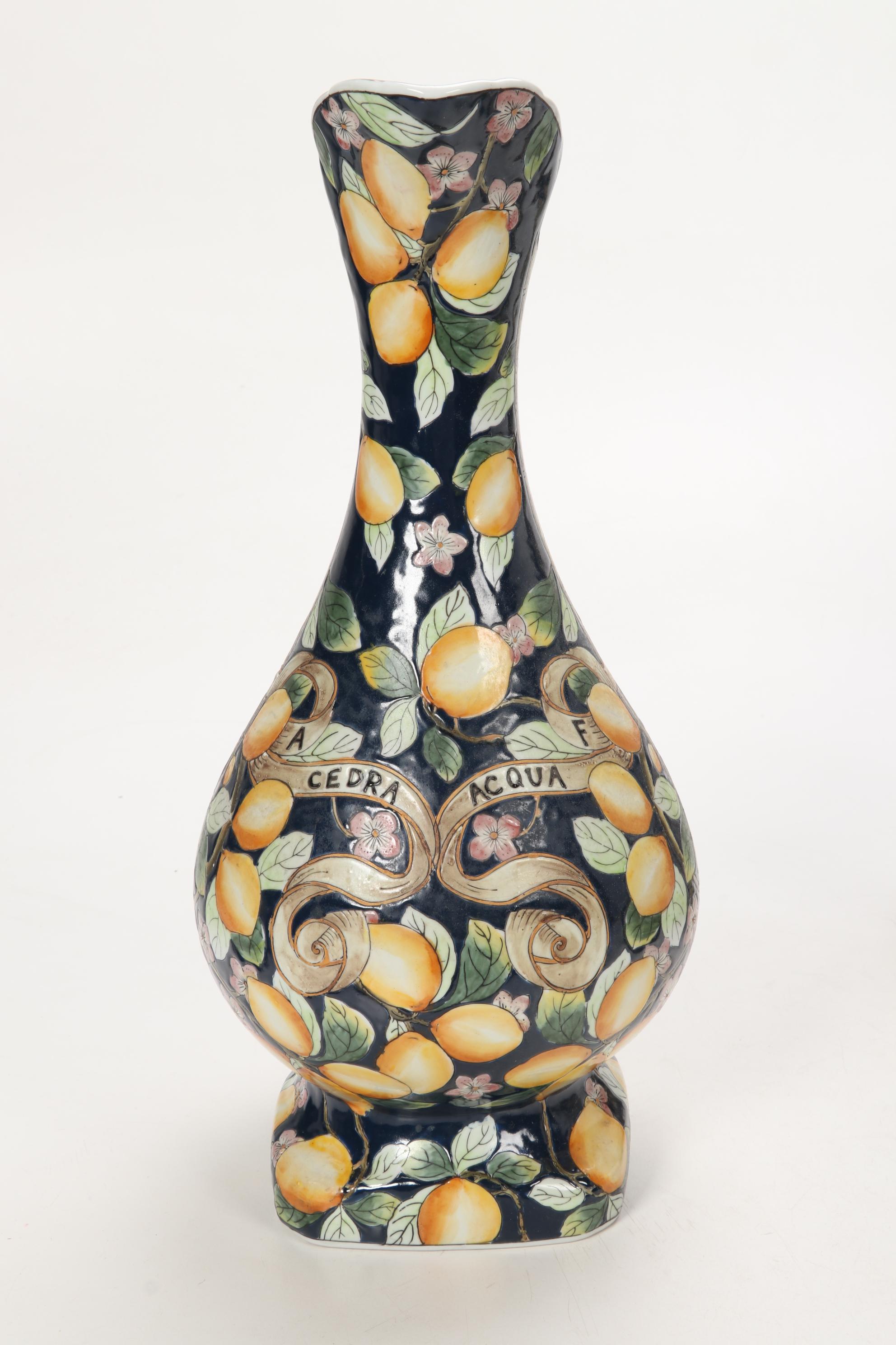 Italian Majolica Style Decorative Pottery Ewers and Covered Dish