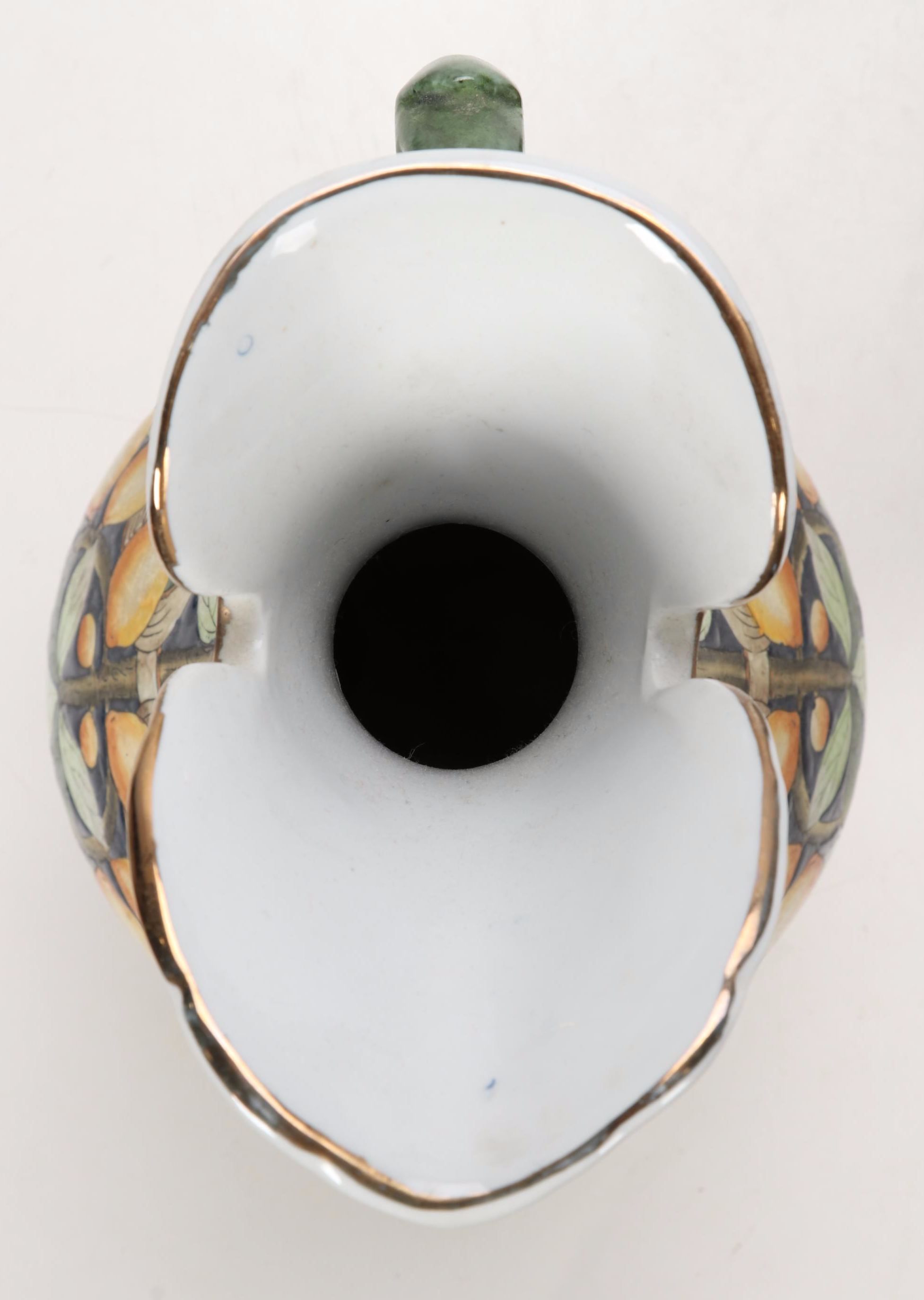 Italian Majolica Style Decorative Pottery Ewers and Covered Dish