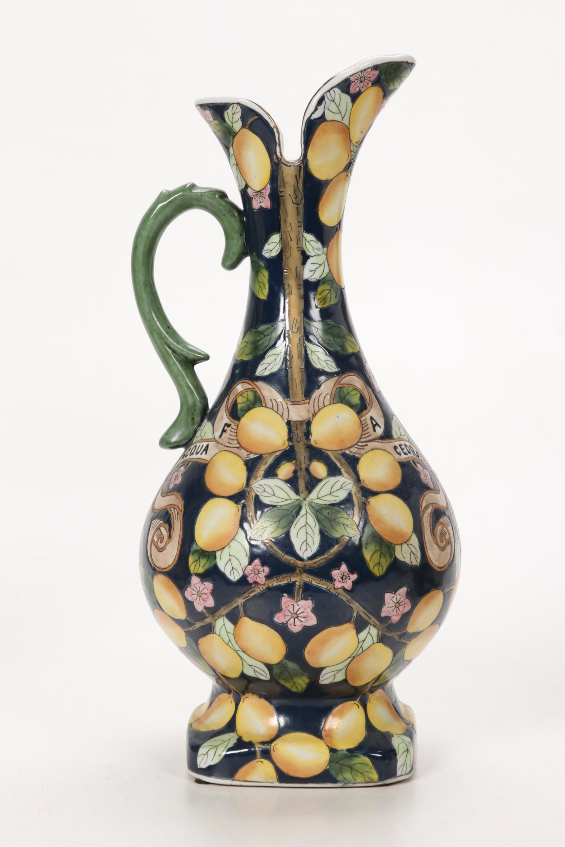 Italian Majolica Style Decorative Pottery Ewers and Covered Dish