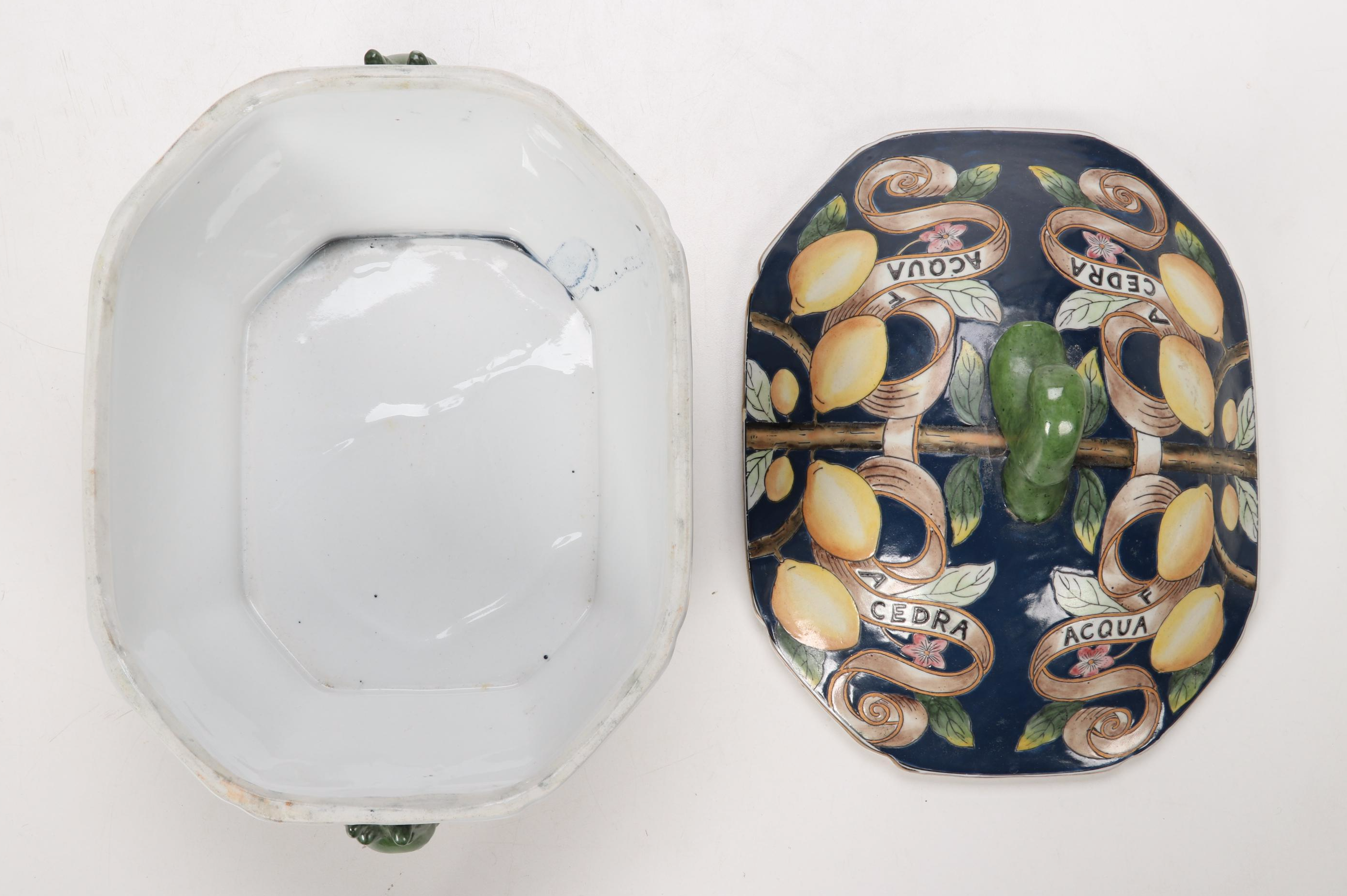 Italian Majolica Style Decorative Pottery Ewers and Covered Dish