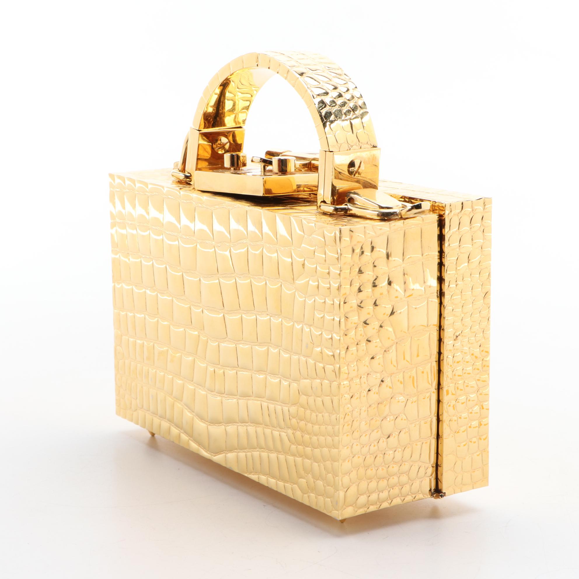 Mark Cross Mini Grace Two-Way Box Purse with Chain Link Strap