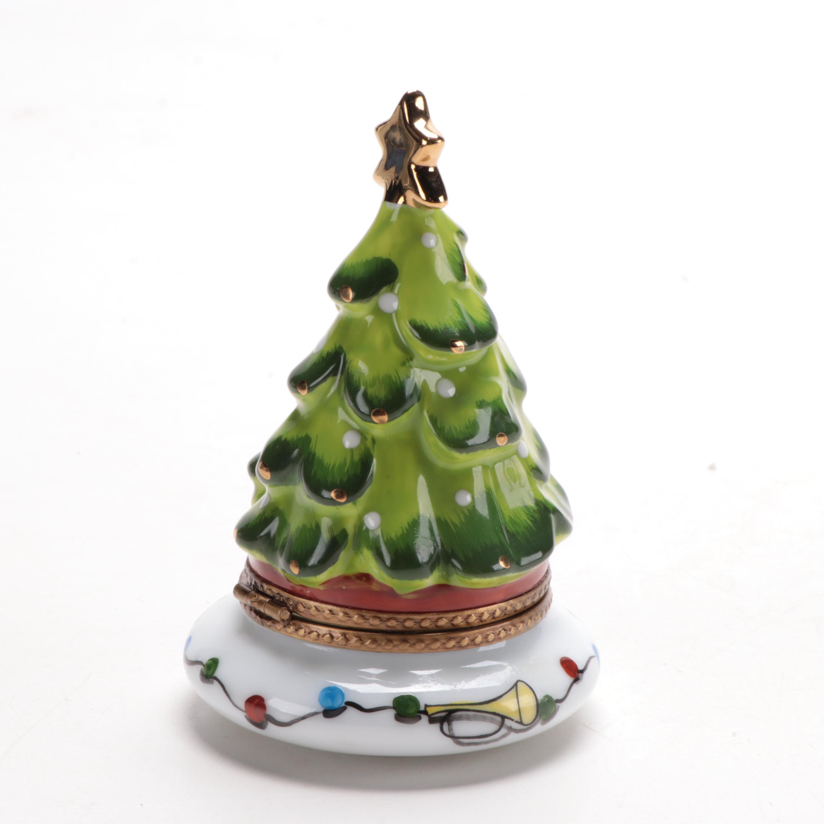 La Gloriette Hand-Painted Limoges Porcelain Christmas Tree Box