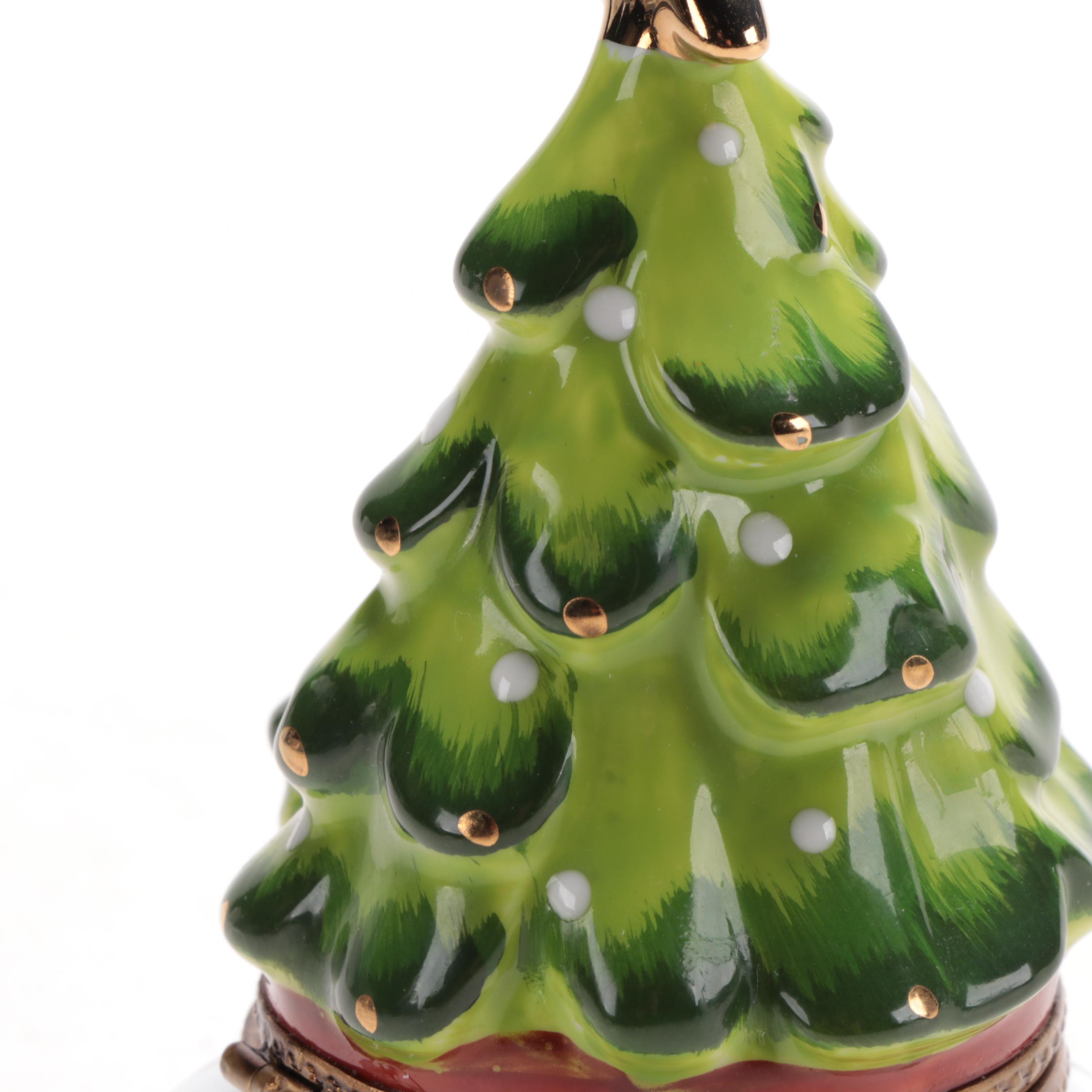 La Gloriette Hand-Painted Limoges Porcelain Christmas Tree Box