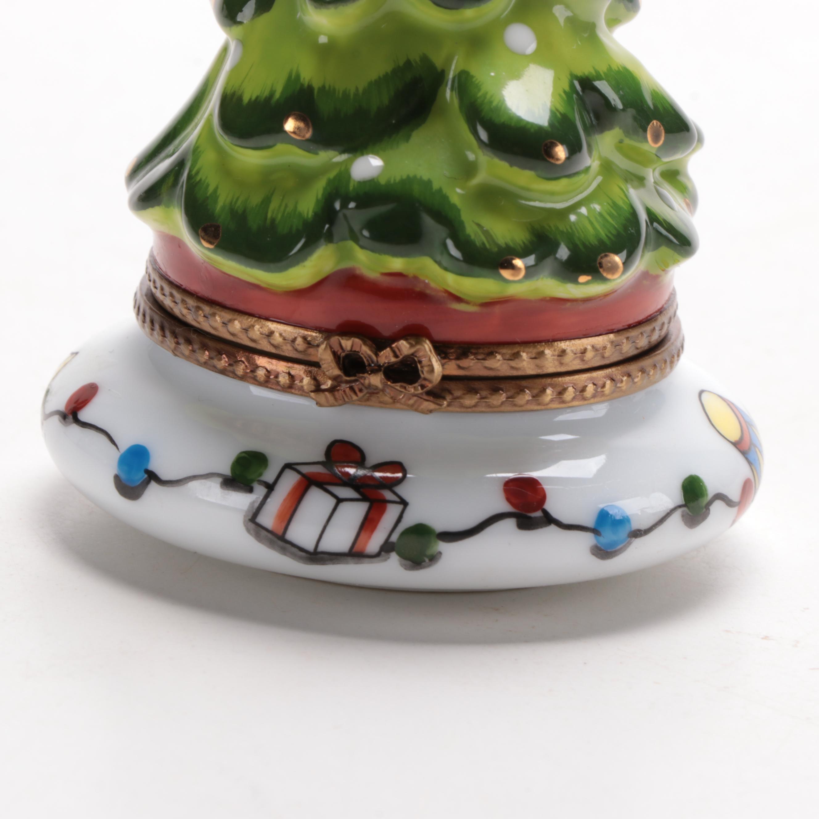 La Gloriette Hand-Painted Limoges Porcelain Christmas Tree Box